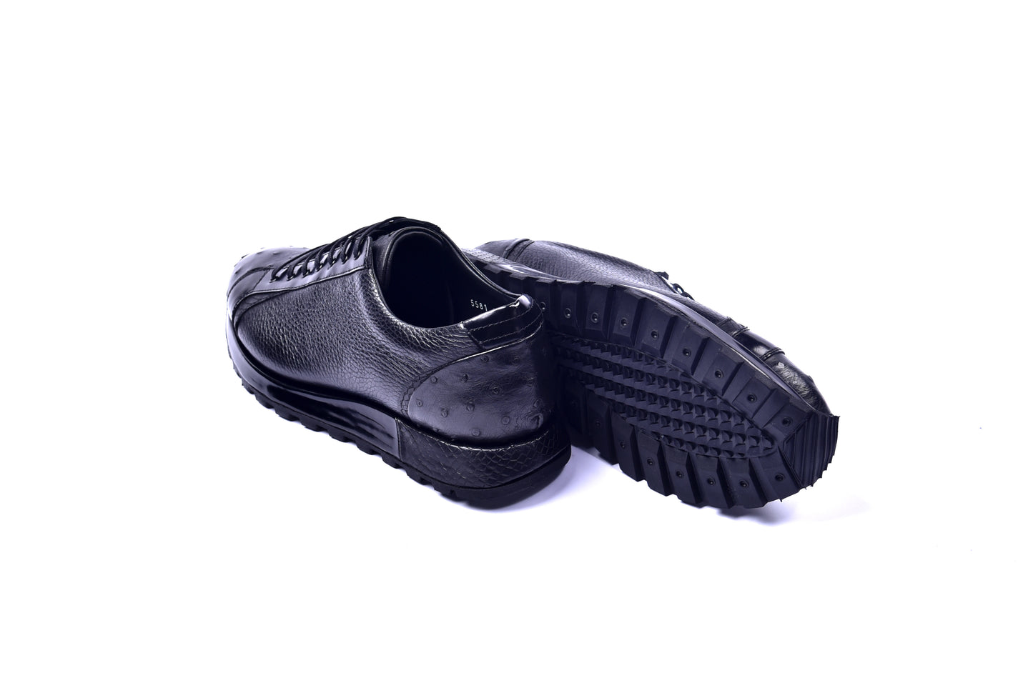 C001304-5581 Genuine Ostrich Fashion Sneaker- Black