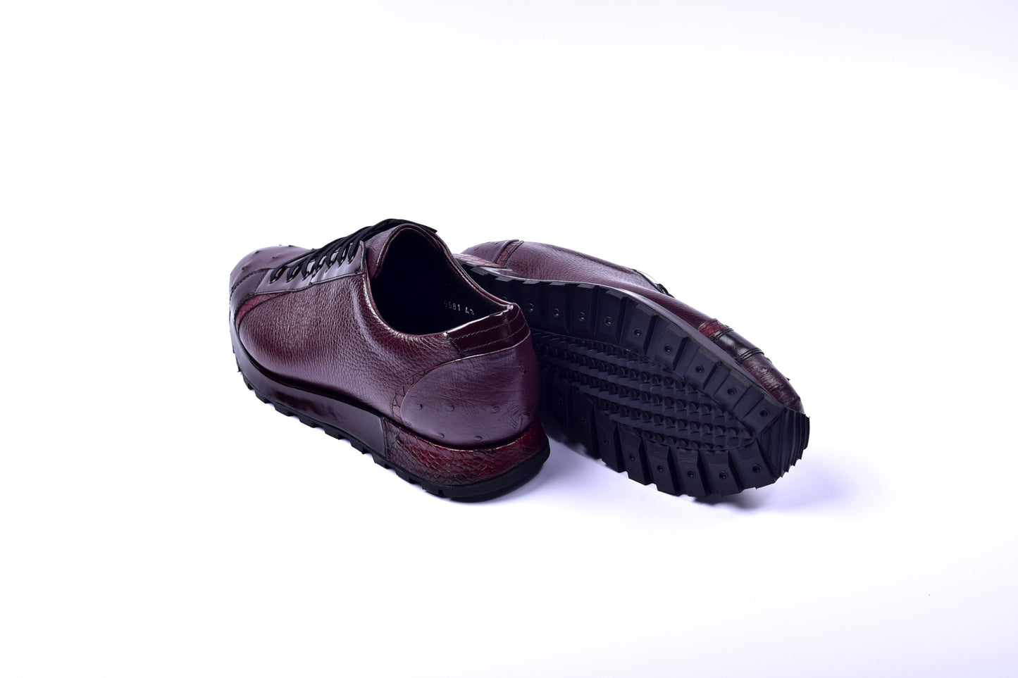 C0013041-5581 Genuine Ostrich Fashion Sneaker- Burgundy