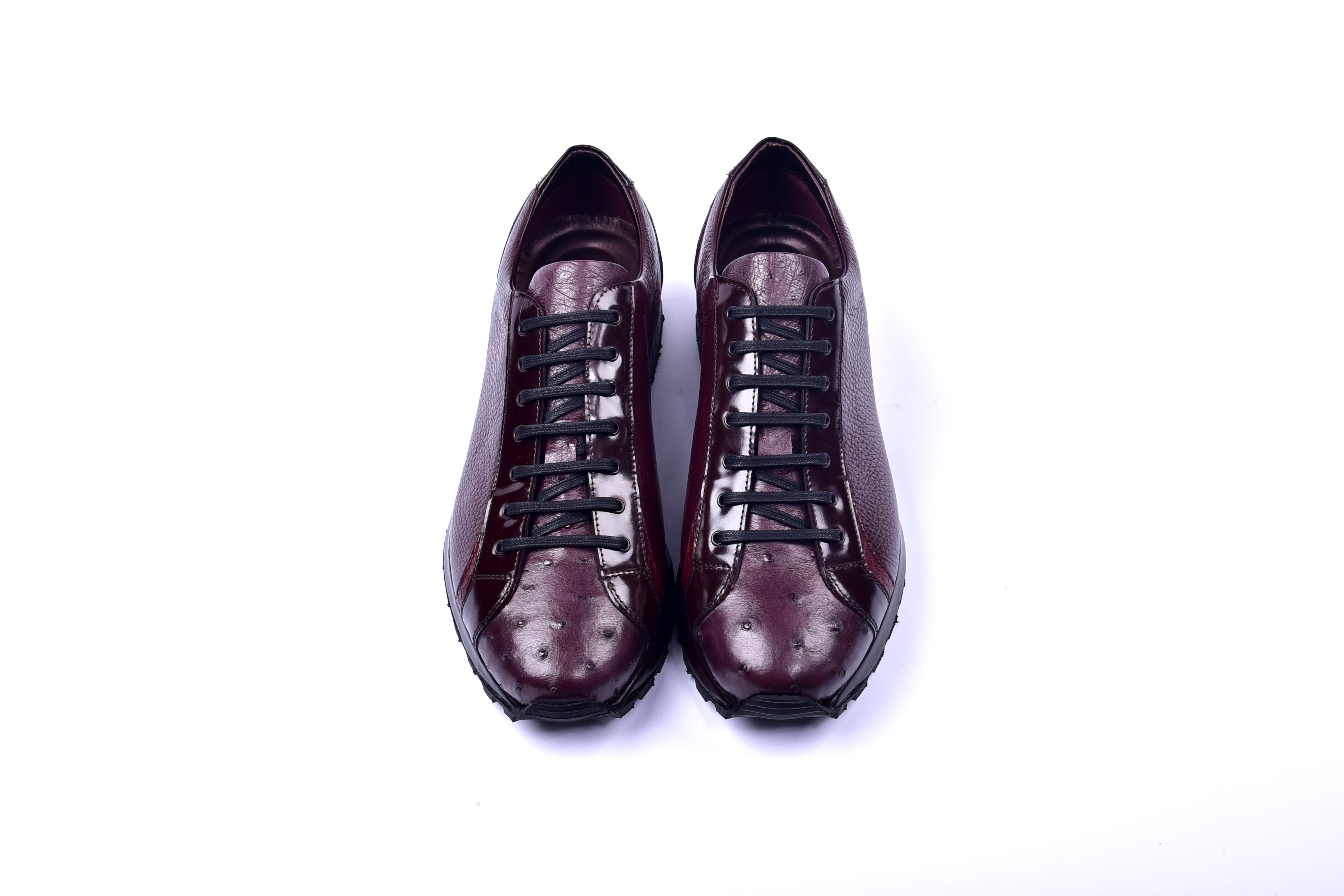 C0013041-5581 Genuine Ostrich Fashion Sneaker- Burgundy