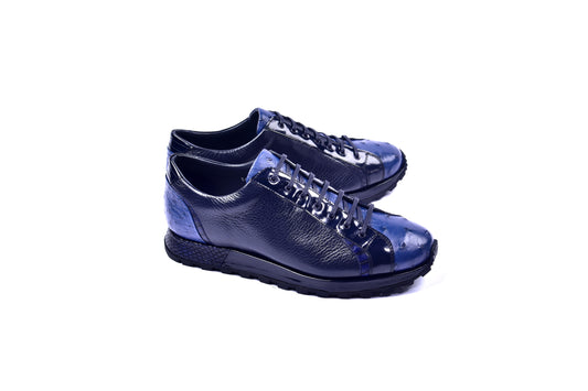 C0013042-5581 Genuine Ostrich Fashion Sneaker- Navy