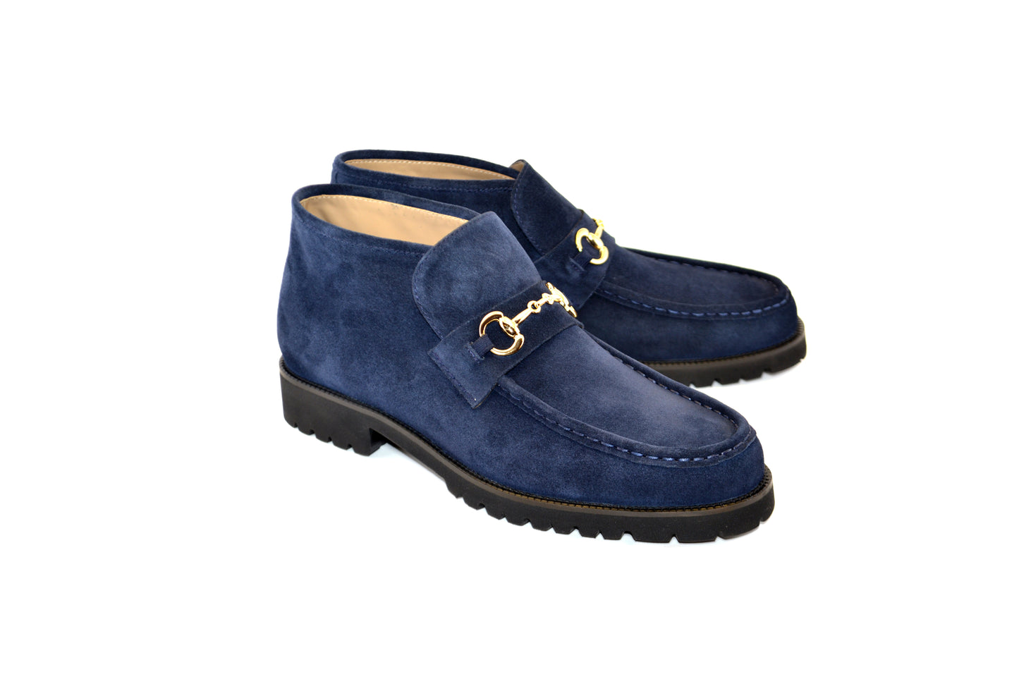 C032-5786S Bit Buckle Ankle boot- Navy Suede