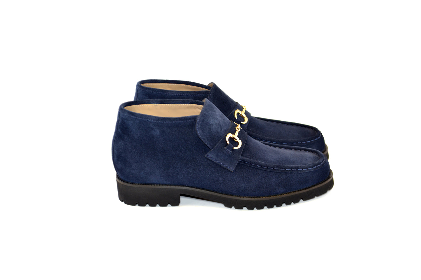 C032-5786S Bit Buckle Ankle boot- Navy Suede