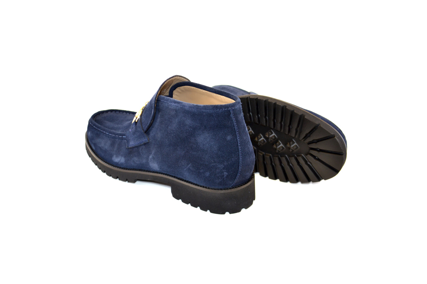 C032-5786S Bit Buckle Ankle boot- Navy Suede