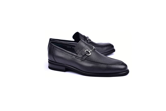 C001103-5844 Deer Skin Buckle Loafer- Black