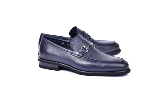 C001104-5844 Deer Skin Buckle Loafer- Navy