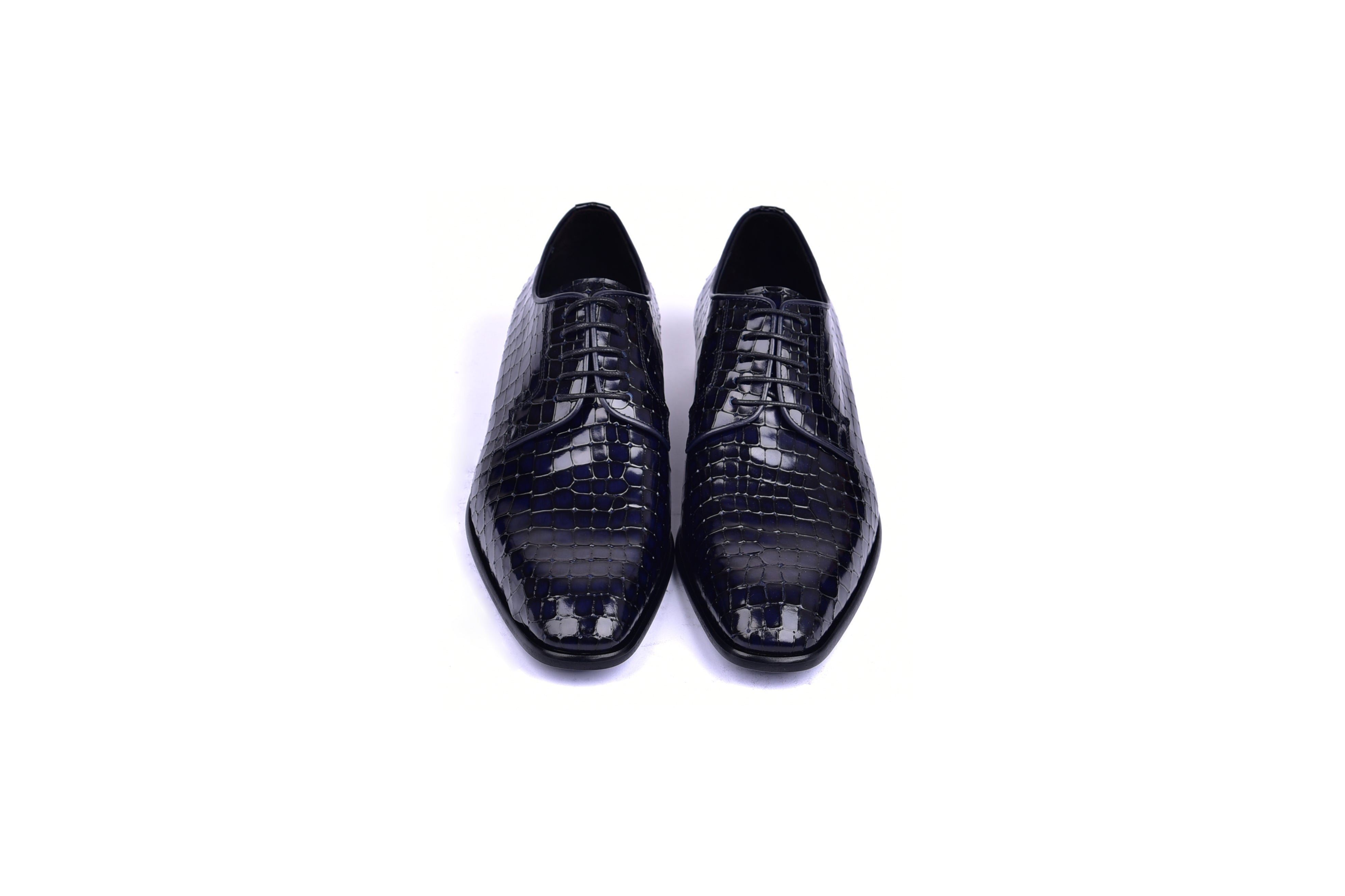 C01507-6291C Croco Print Lace Up Navy