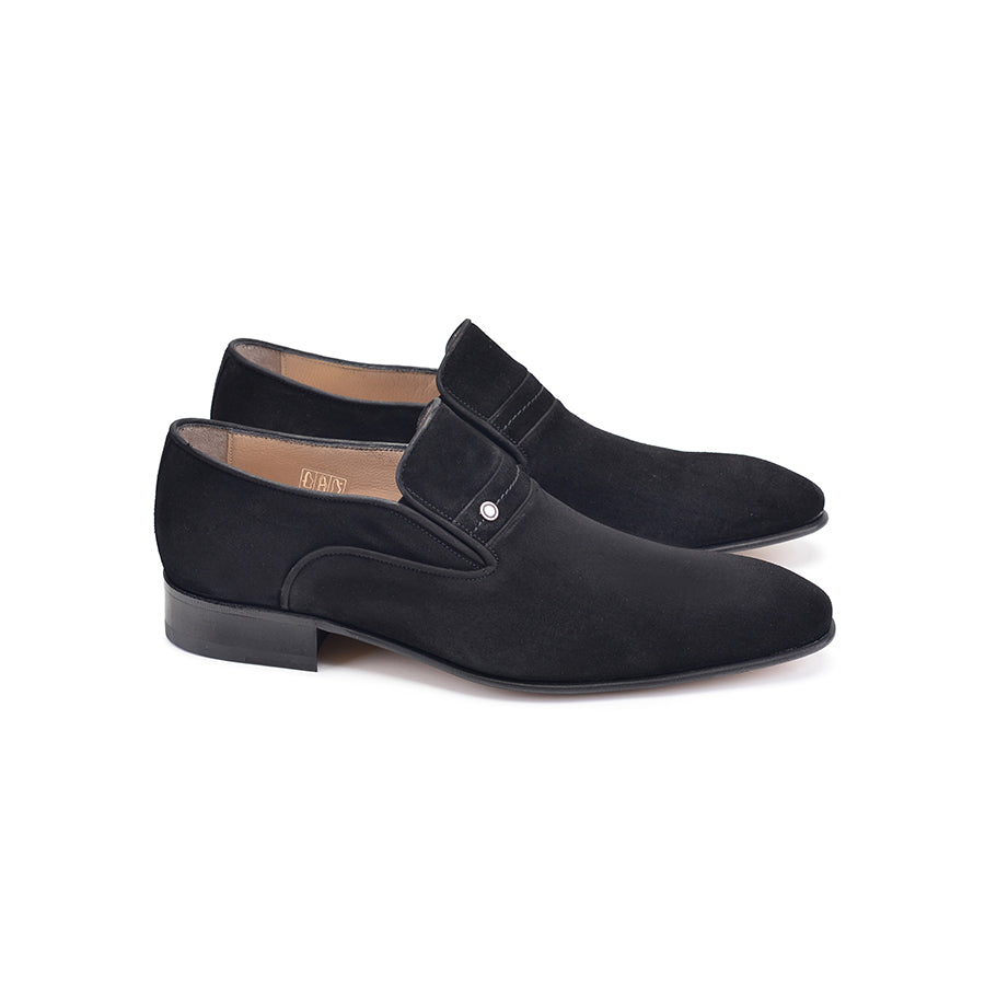 P000593 - 6924S- Black Suede High vamp Loafer
