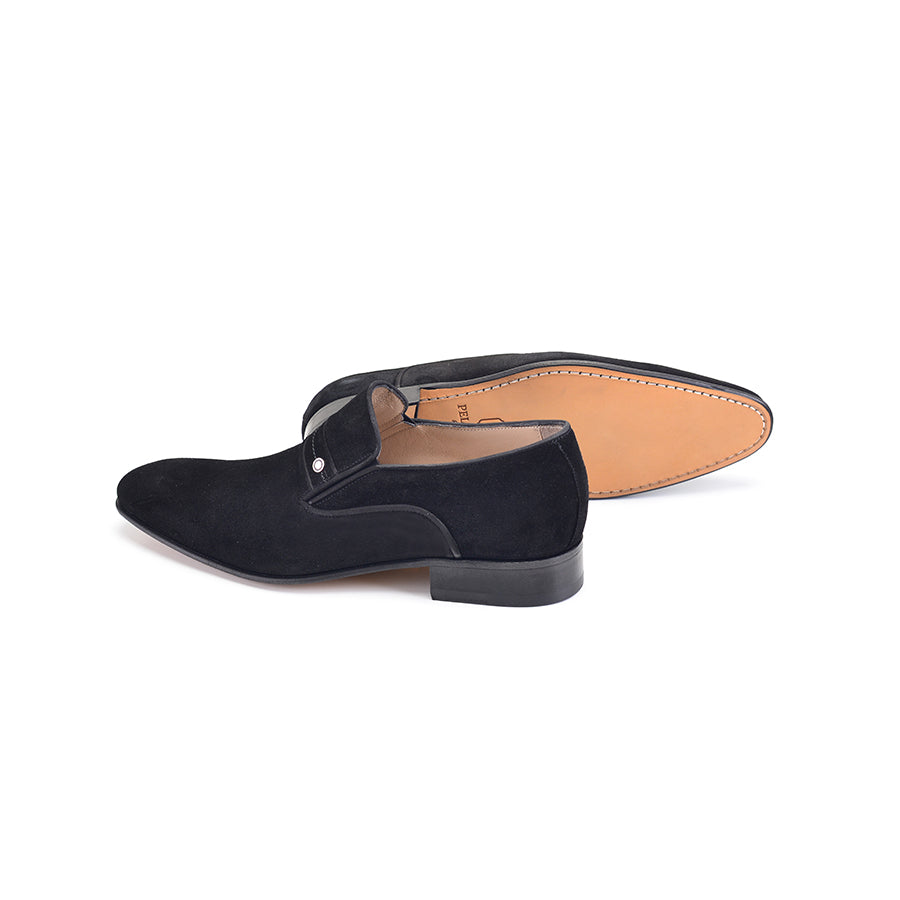 P000593 - 6924S- Black Suede High vamp Loafer