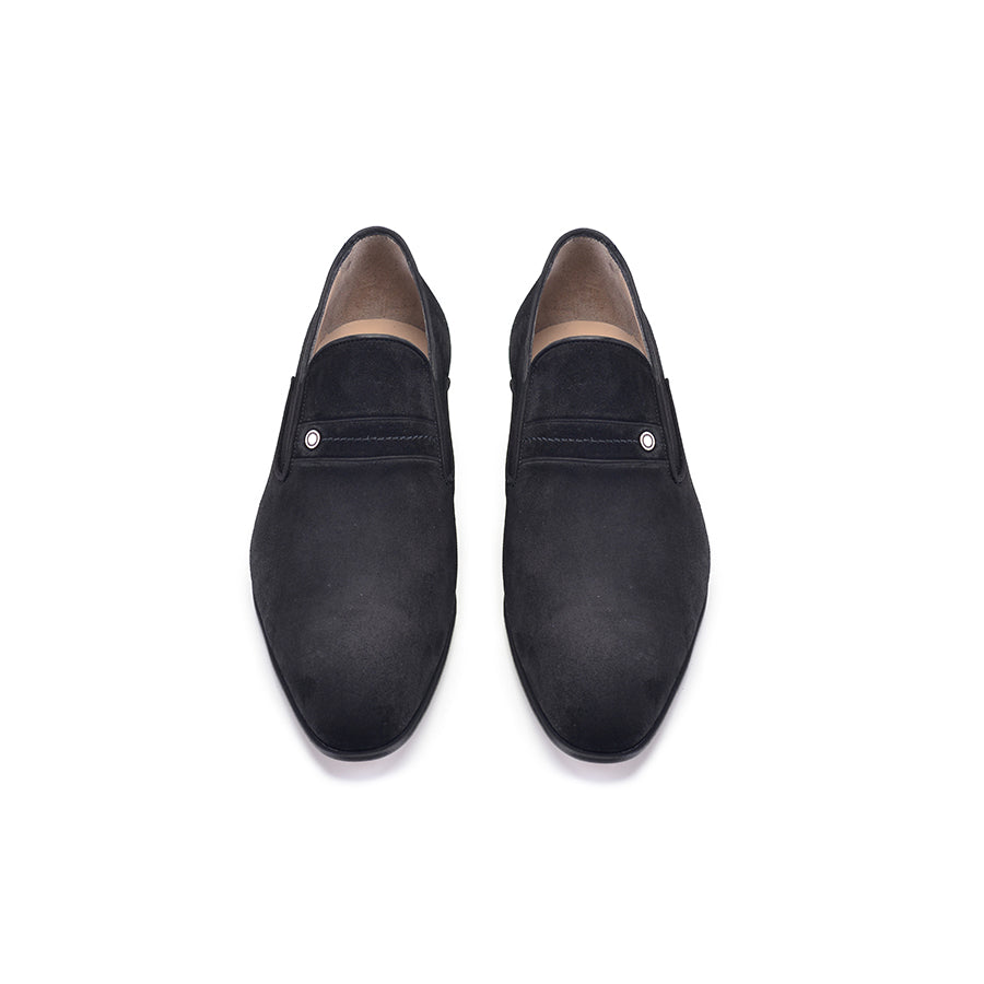 P000593 - 6924S- Black Suede High vamp Loafer