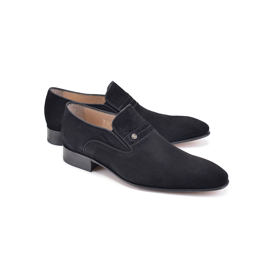 P000593 - 6924S- Black Suede High vamp Loafer