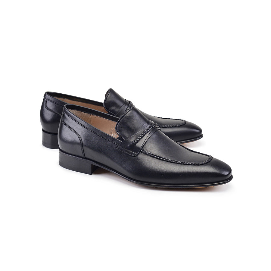 P000515 - 8722 Black Loafer Braided detail