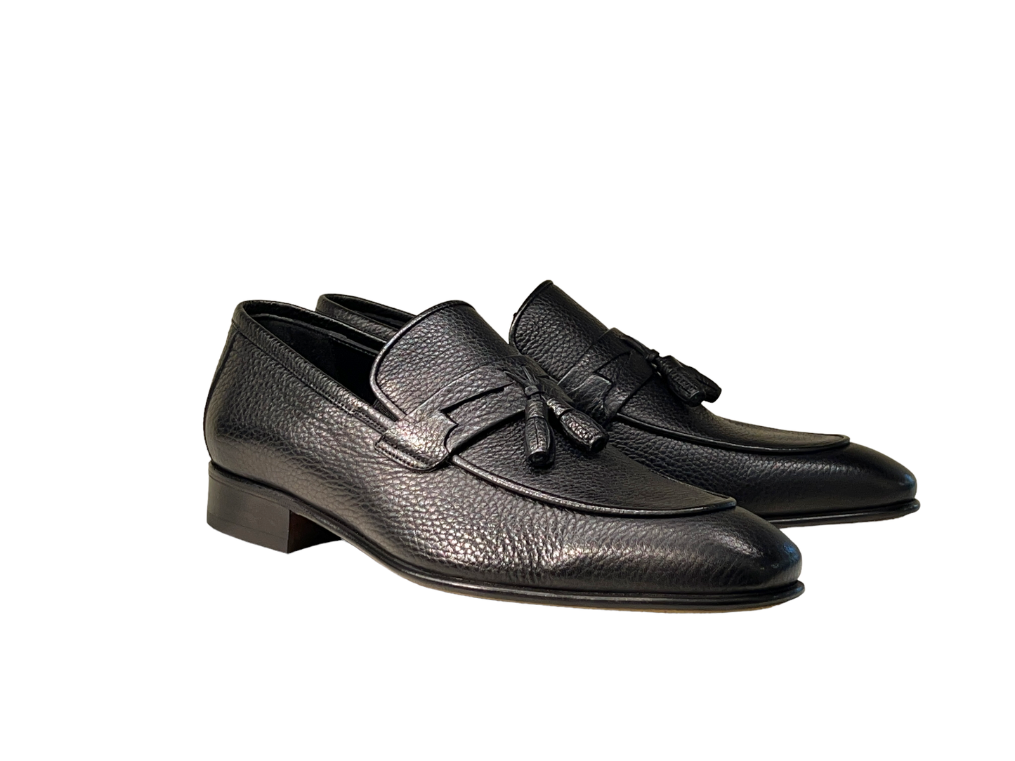 P000517 -9411 Black Deer Skin Tassel Loafer