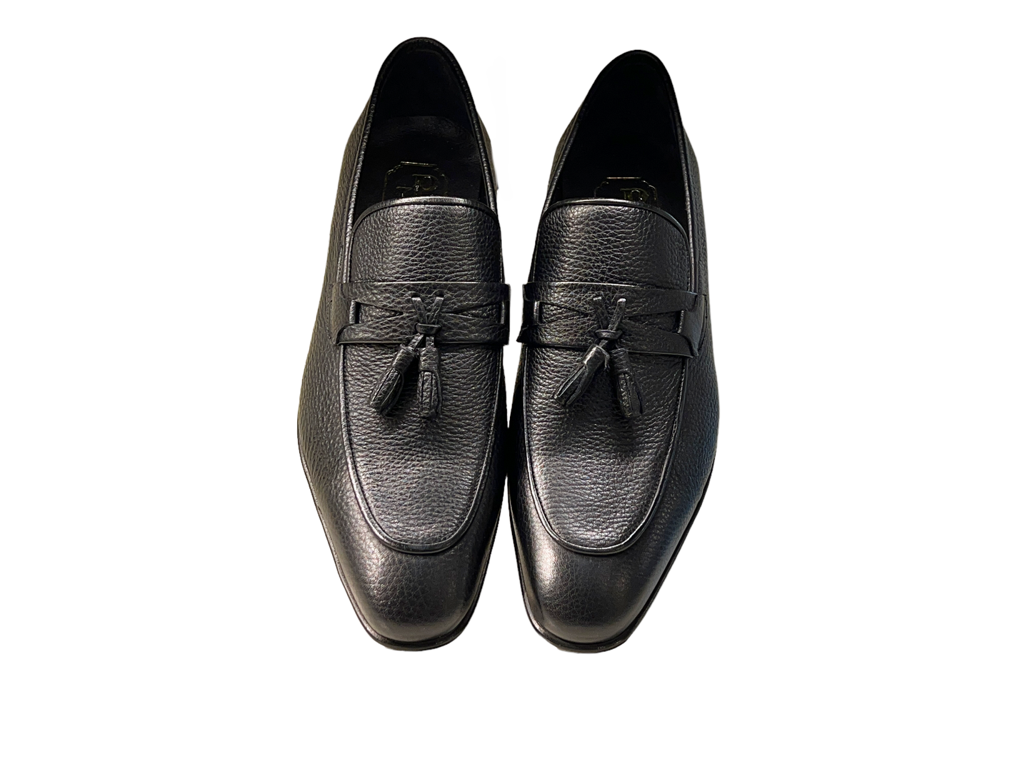 P000517 -9411 Black Deer Skin Tassel Loafer
