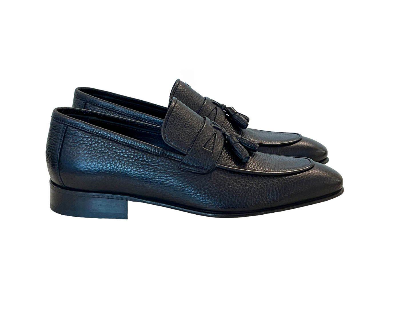 P000517 -9411 Black Deer Skin Tassel Loafer
