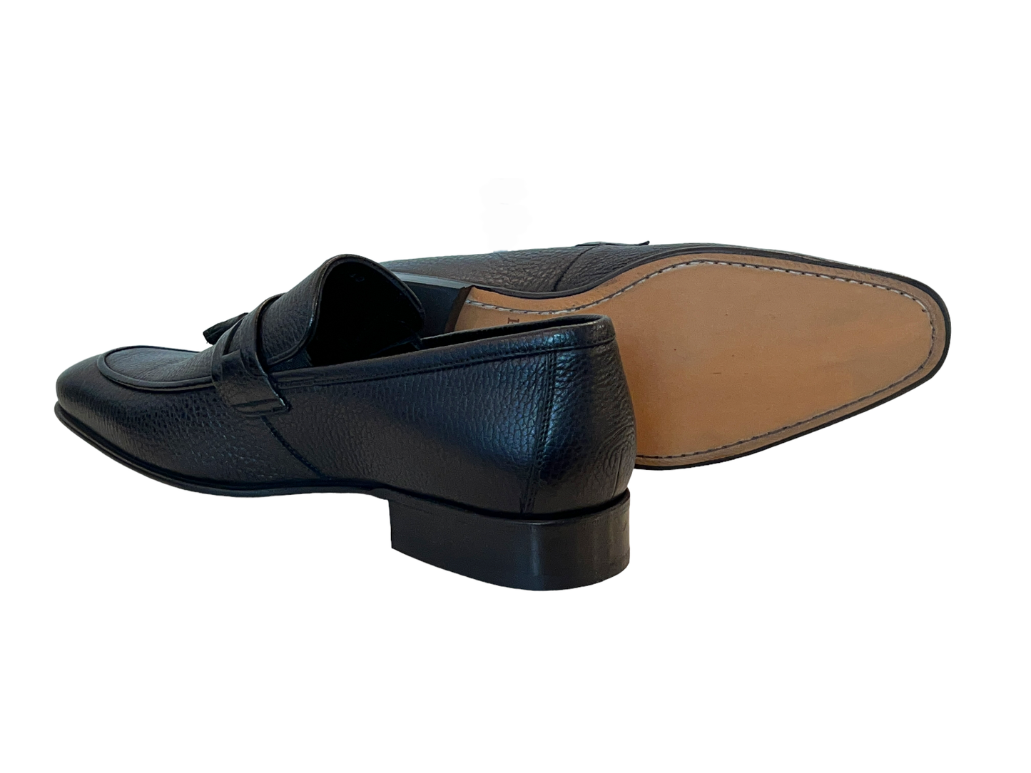 P000517 -9411 Black Deer Skin Tassel Loafer