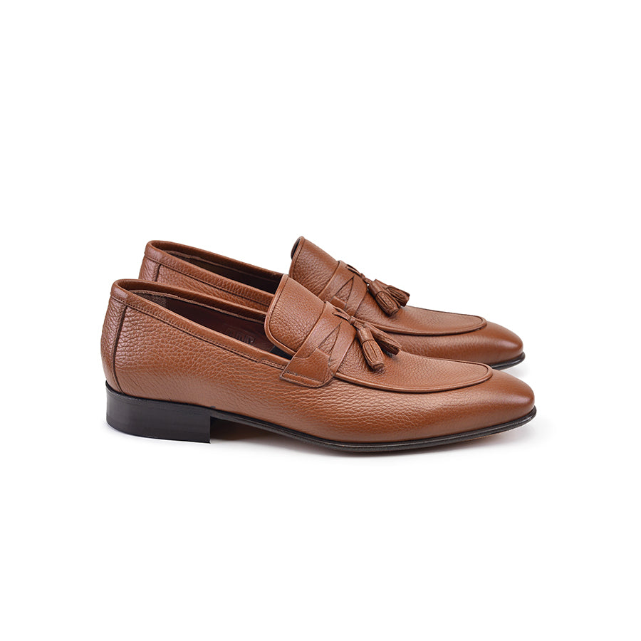 P000516 -9411 Tan Deer Skin Tassel Loafer
