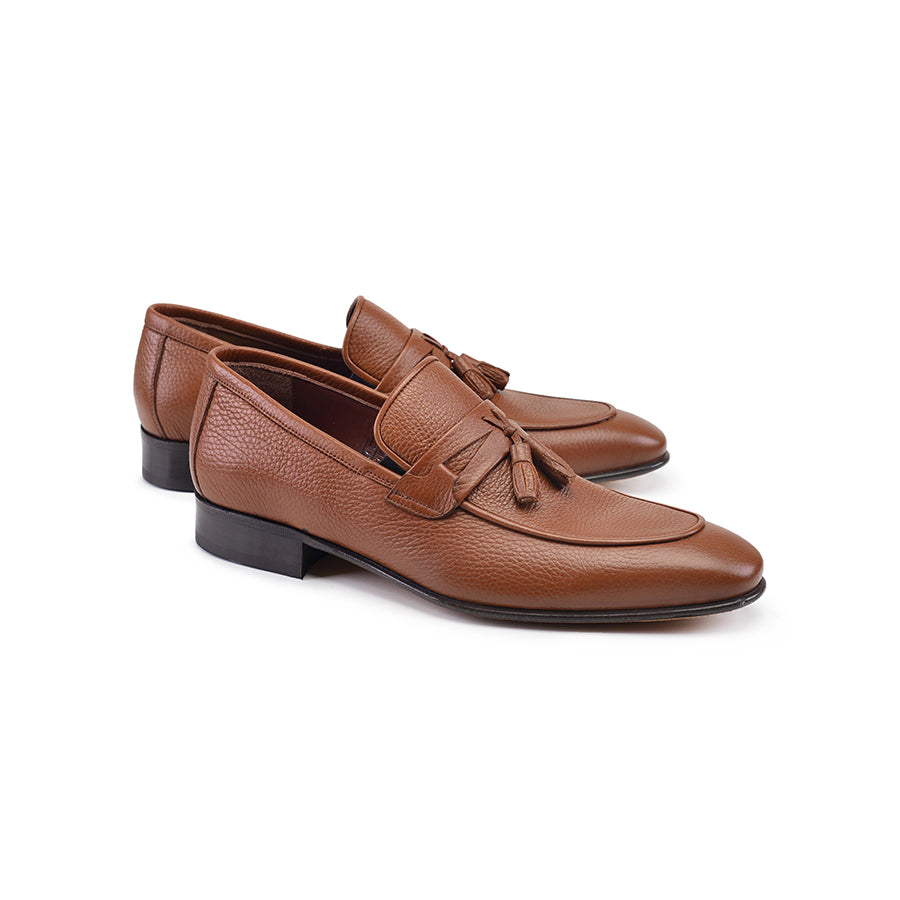 P000516 -9411 Tan Deer Skin Tassel Loafer