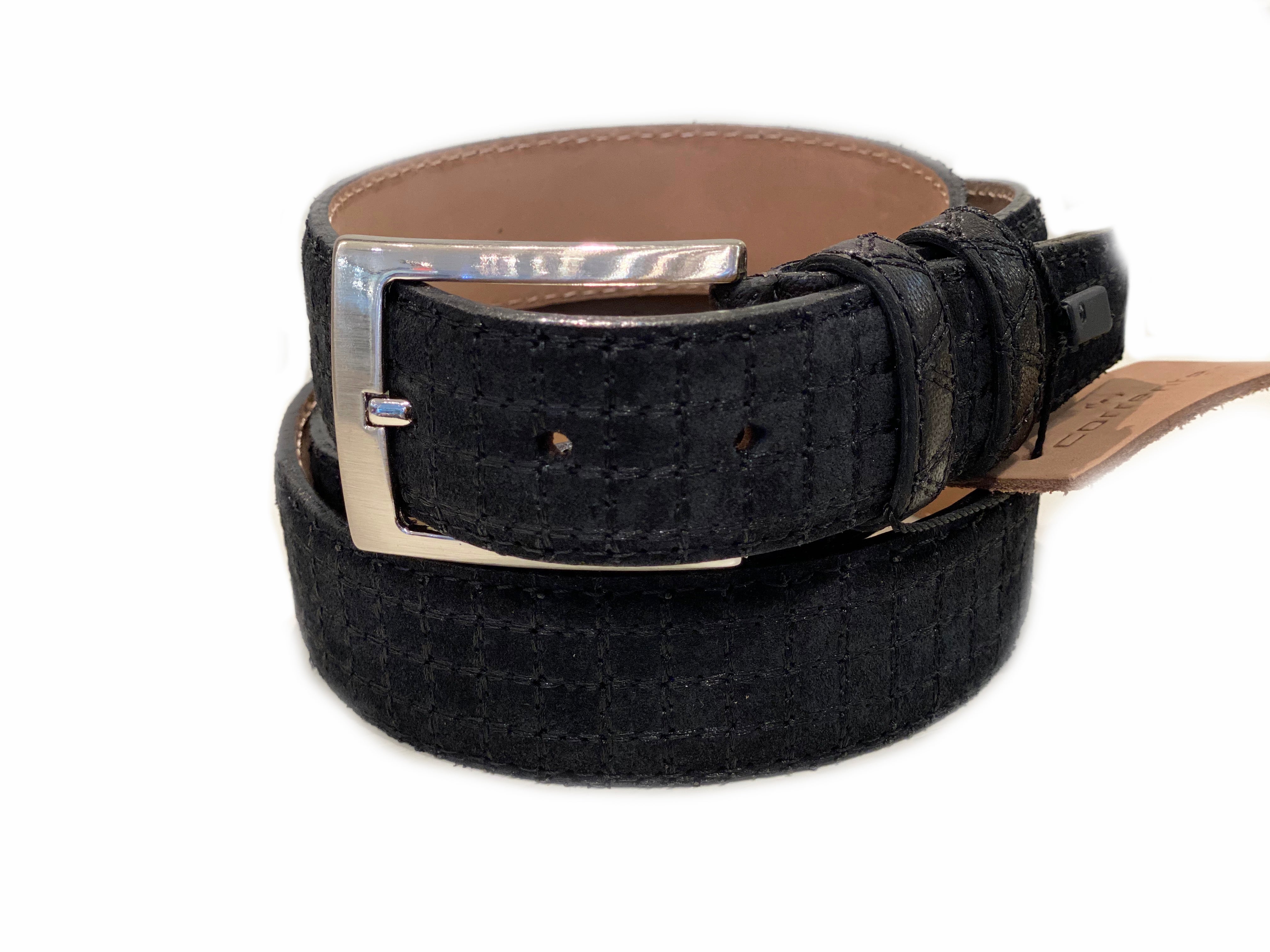 CBelt- 2220 Stitch Suede Belt - Navy Suede