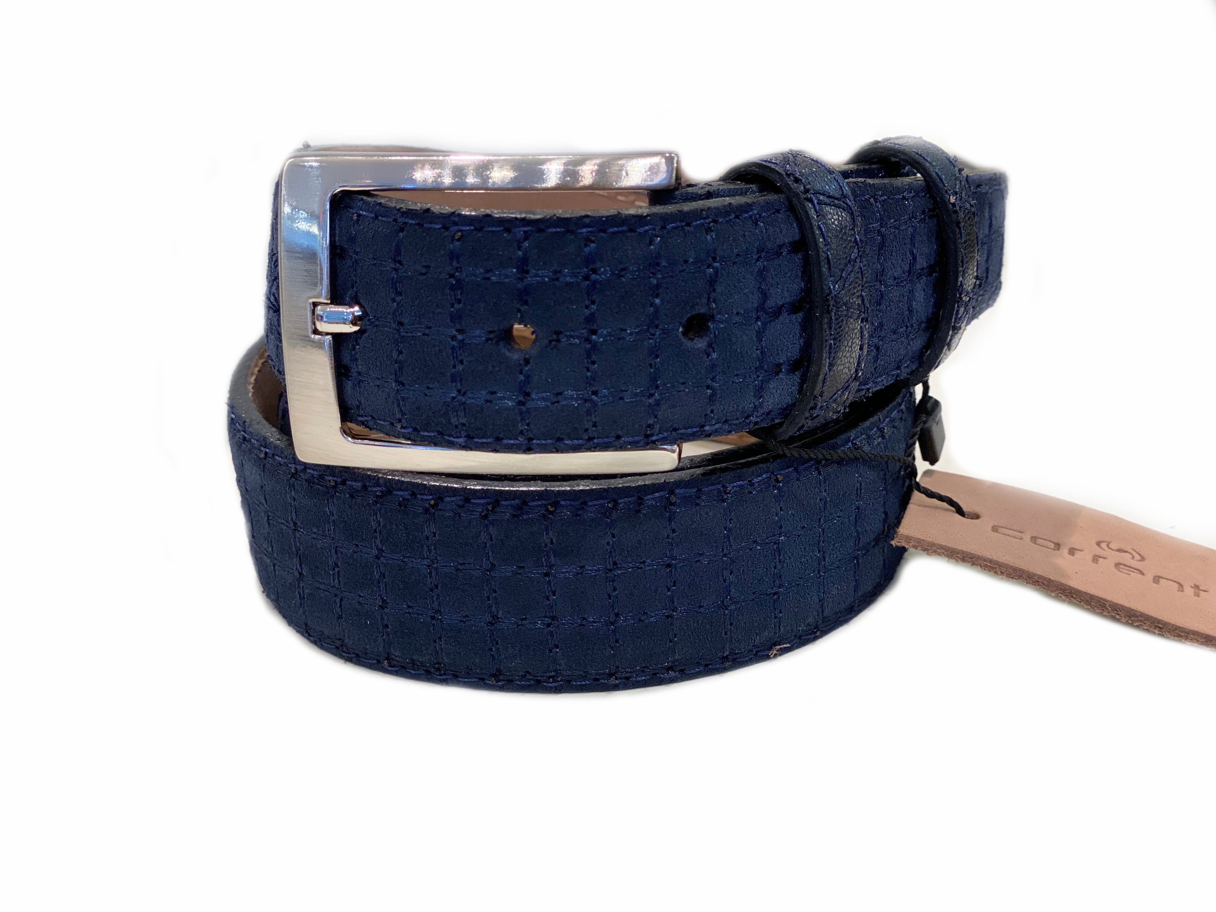 CBelt- 2220 Stitch Suede Belt - Navy Suede