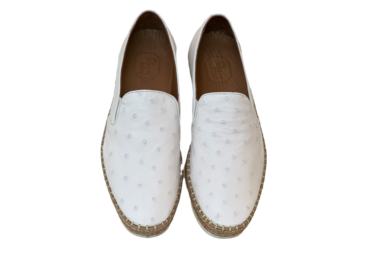 P012 San Remo Genuine Ostrich Sport Loafer- White