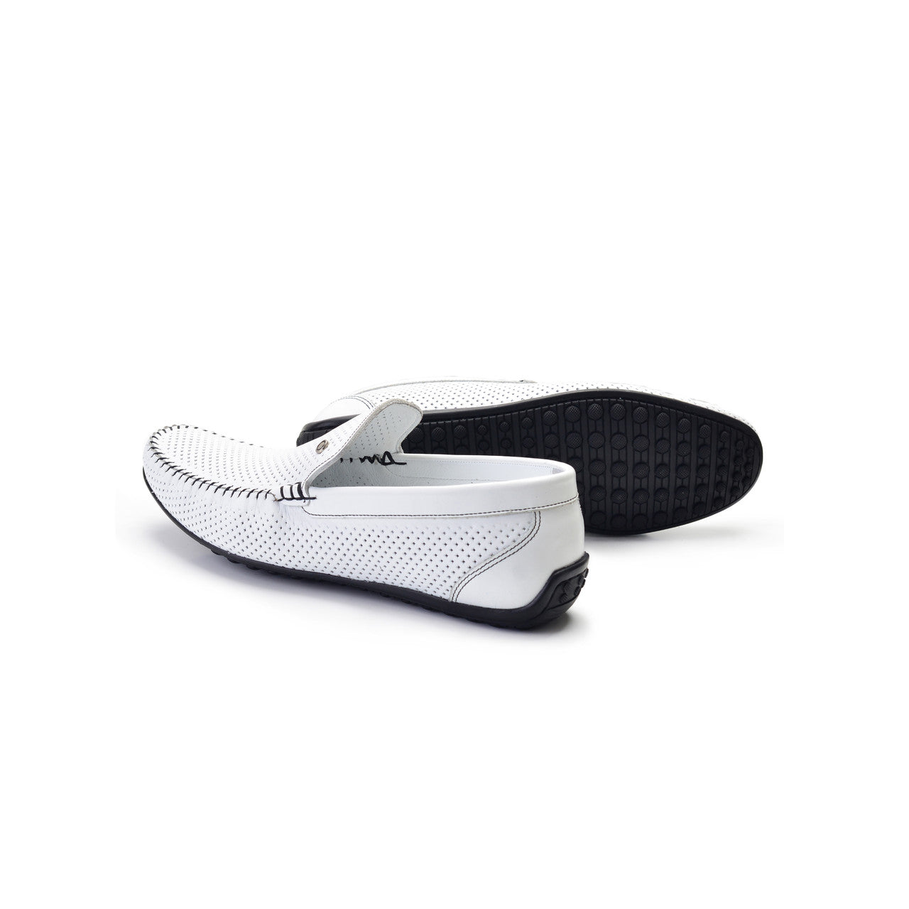 P00021- 2301 -perforated Driving shoe White