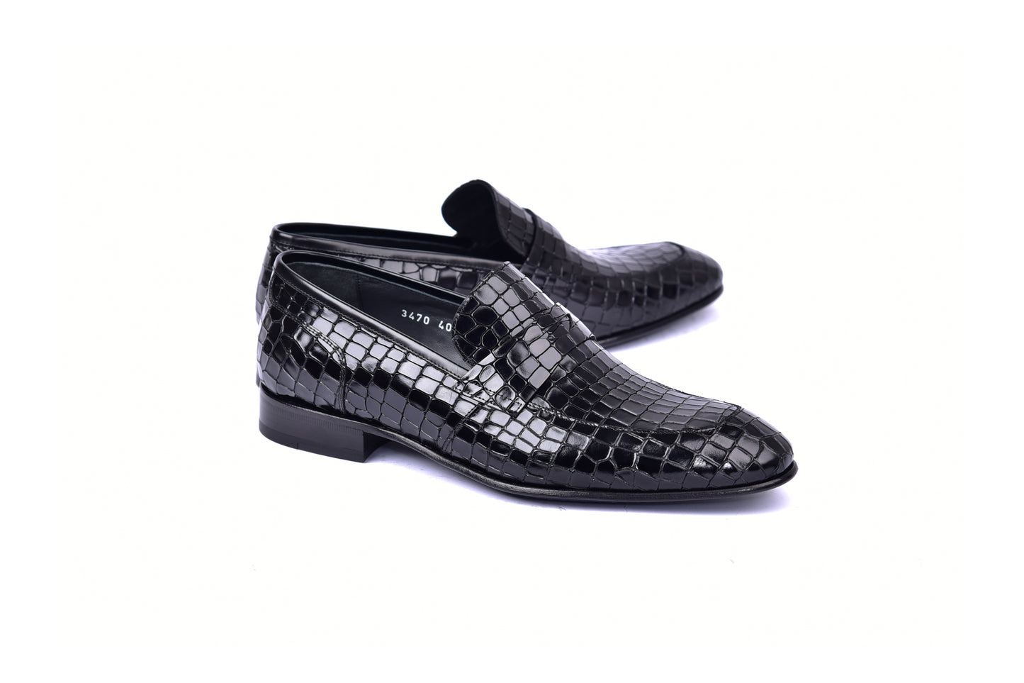 C01702-3470C Croco Leather loafer- Black