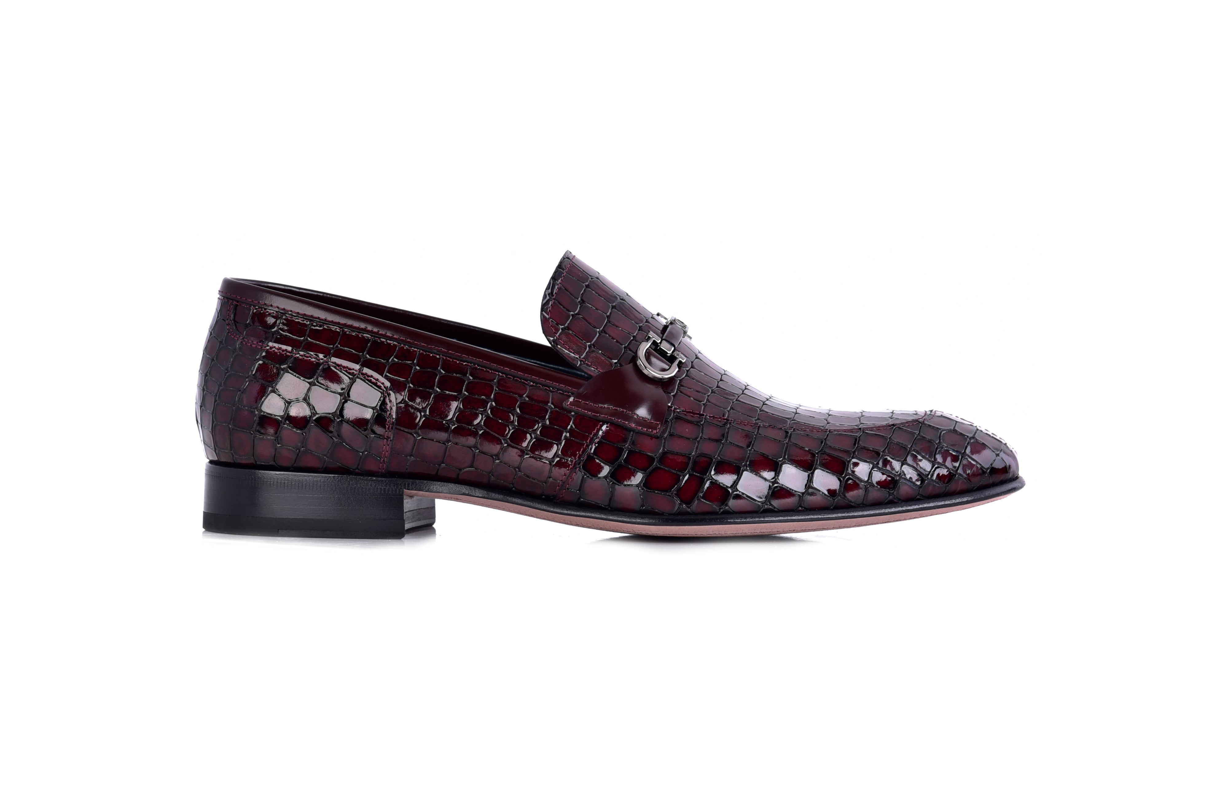 C01709-3470BC Croco Leather with Buckle-Burgundy