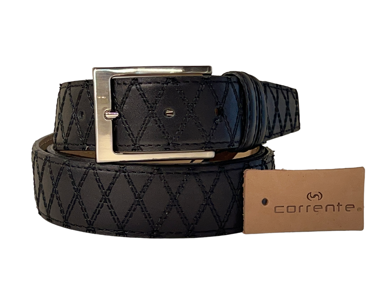CBelt -4005 Quilted Leather Belt -Black