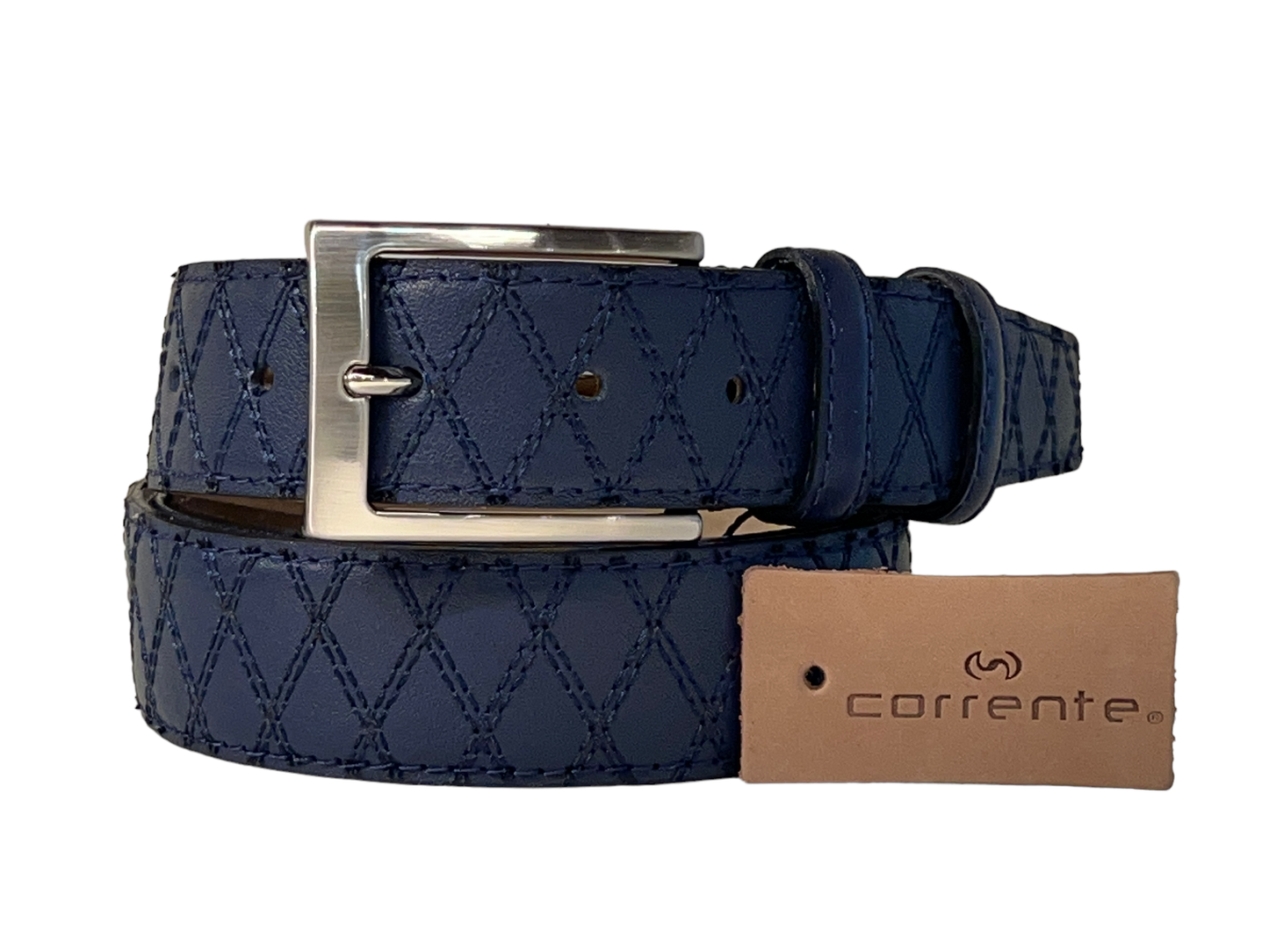 CBelt -4005 Quilted Leather Belt -Navy