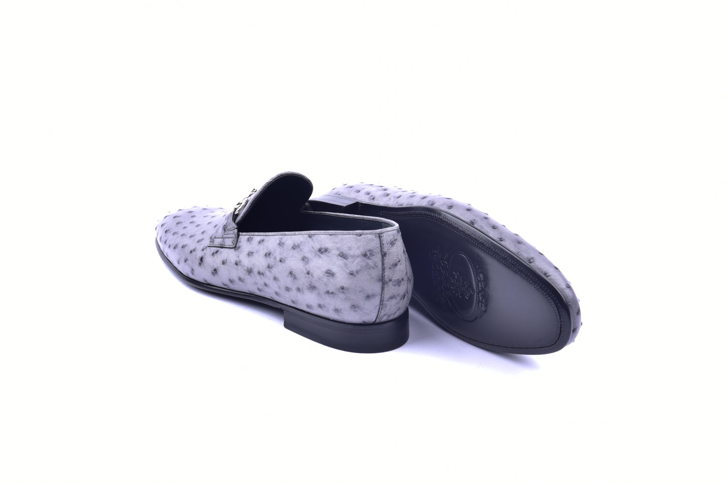 C02206-5405 Genuine Ostrich buckle loafer- Grey