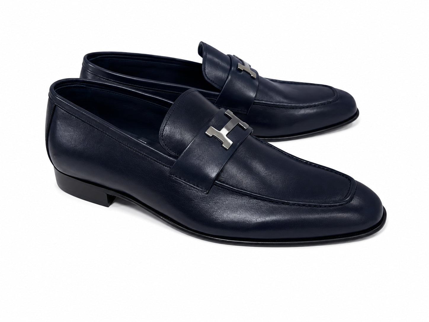 C02009-5760 H  Buckle Navy Calf Leather