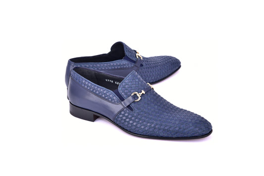 C0223-5776 Buckle hand woven Loafer Navy