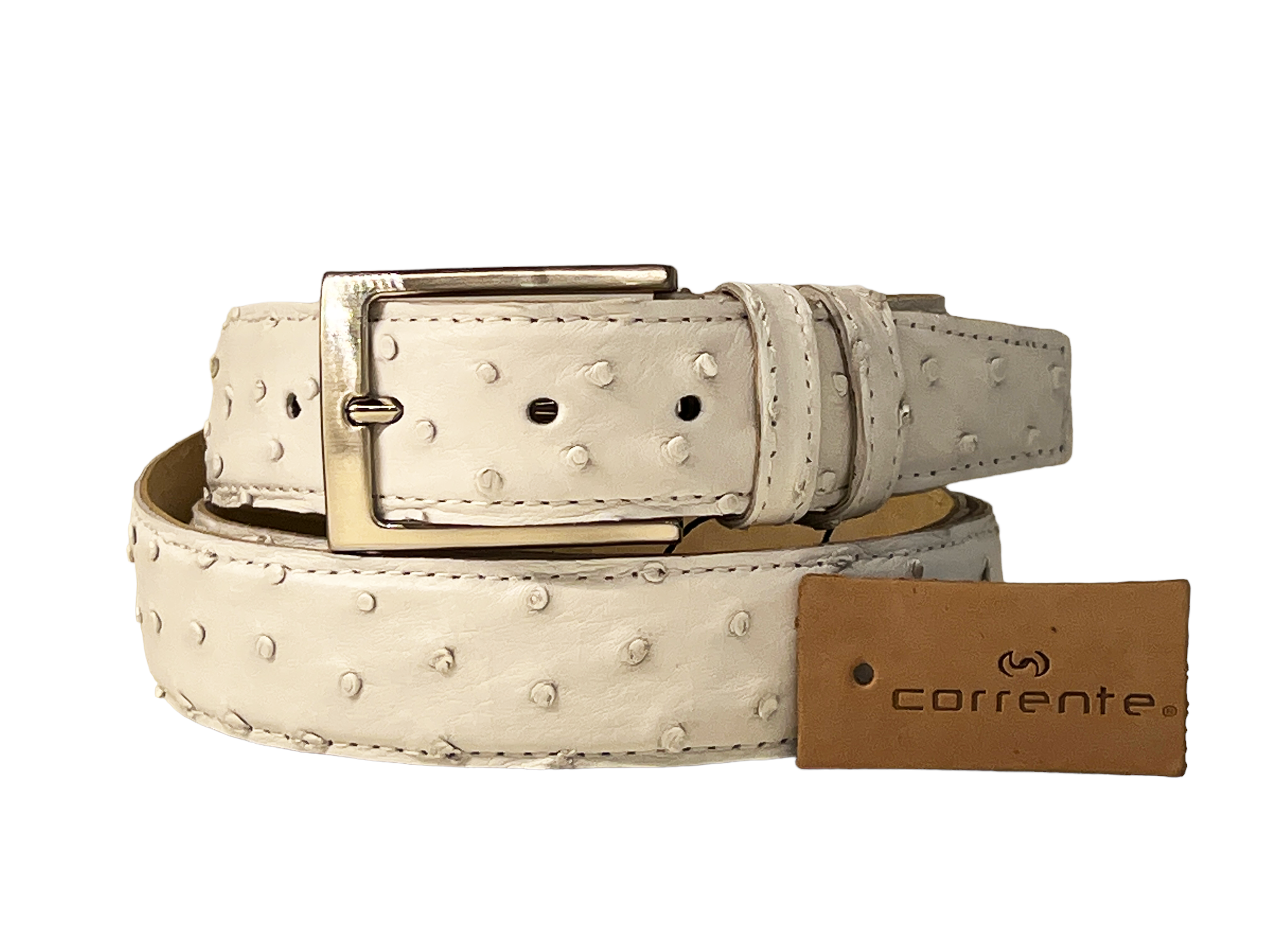 CBelt-Genuine Ostrich Belt- White