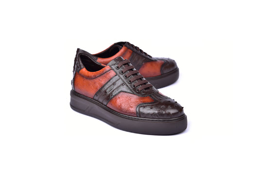 C001302-6988 Full Ostrich Sneaker- Brown