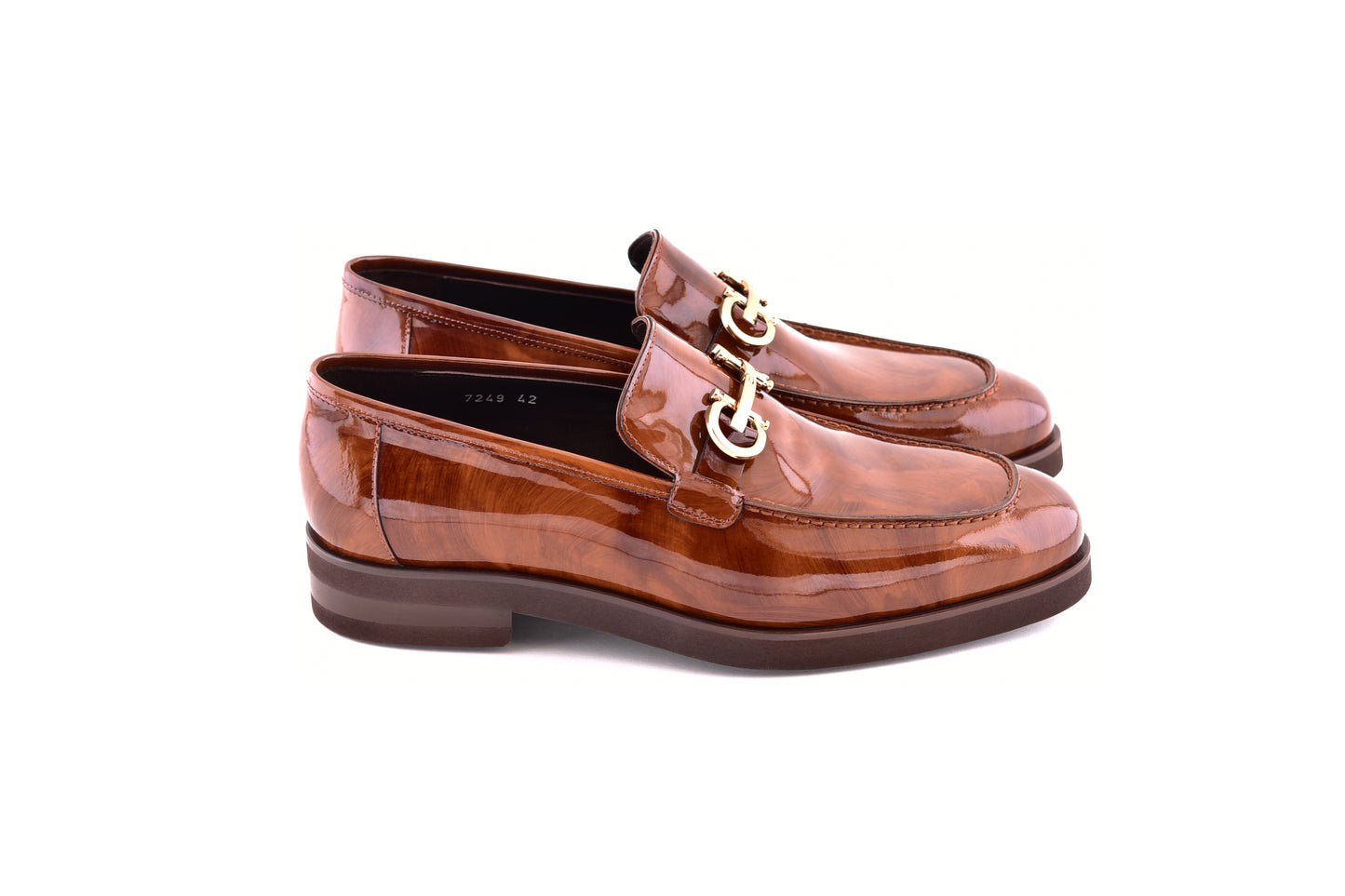 C0001208- 7249  loafer with gold buckle - Marble Tan