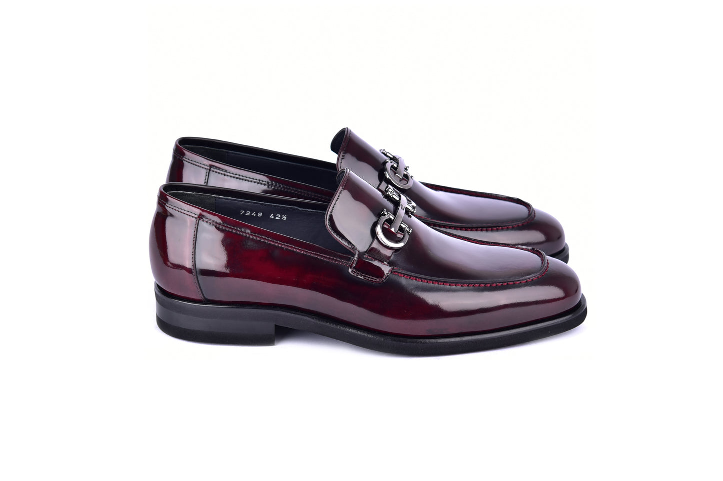 C0001205- 7249  loafer with silver buckle - Dark Burgundy