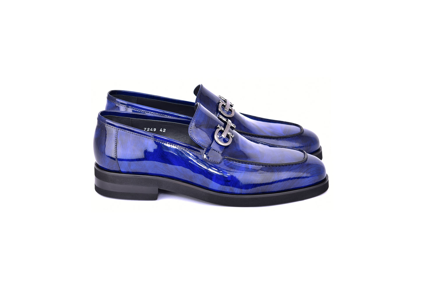 C0001207- 7249  loafer with silver buckle - Marble Blue