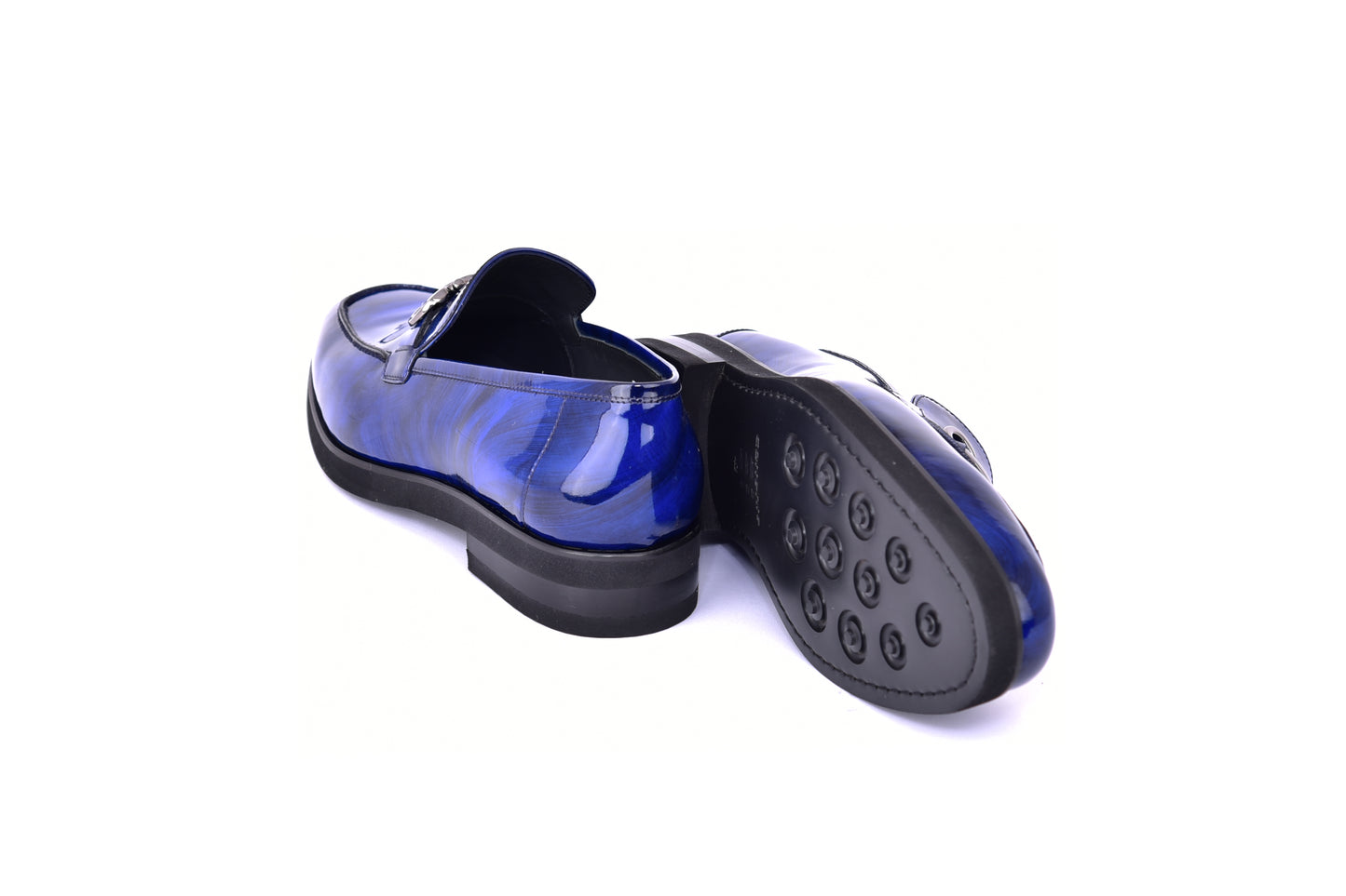 C0001207- 7249  loafer with silver buckle - Marble Blue