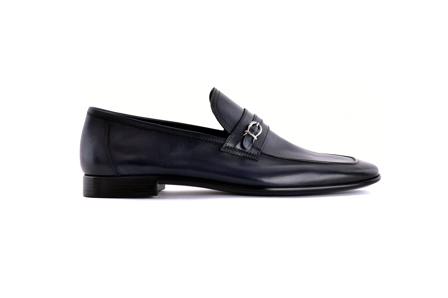 C0001116-7256 Side buckle loafer- Navy