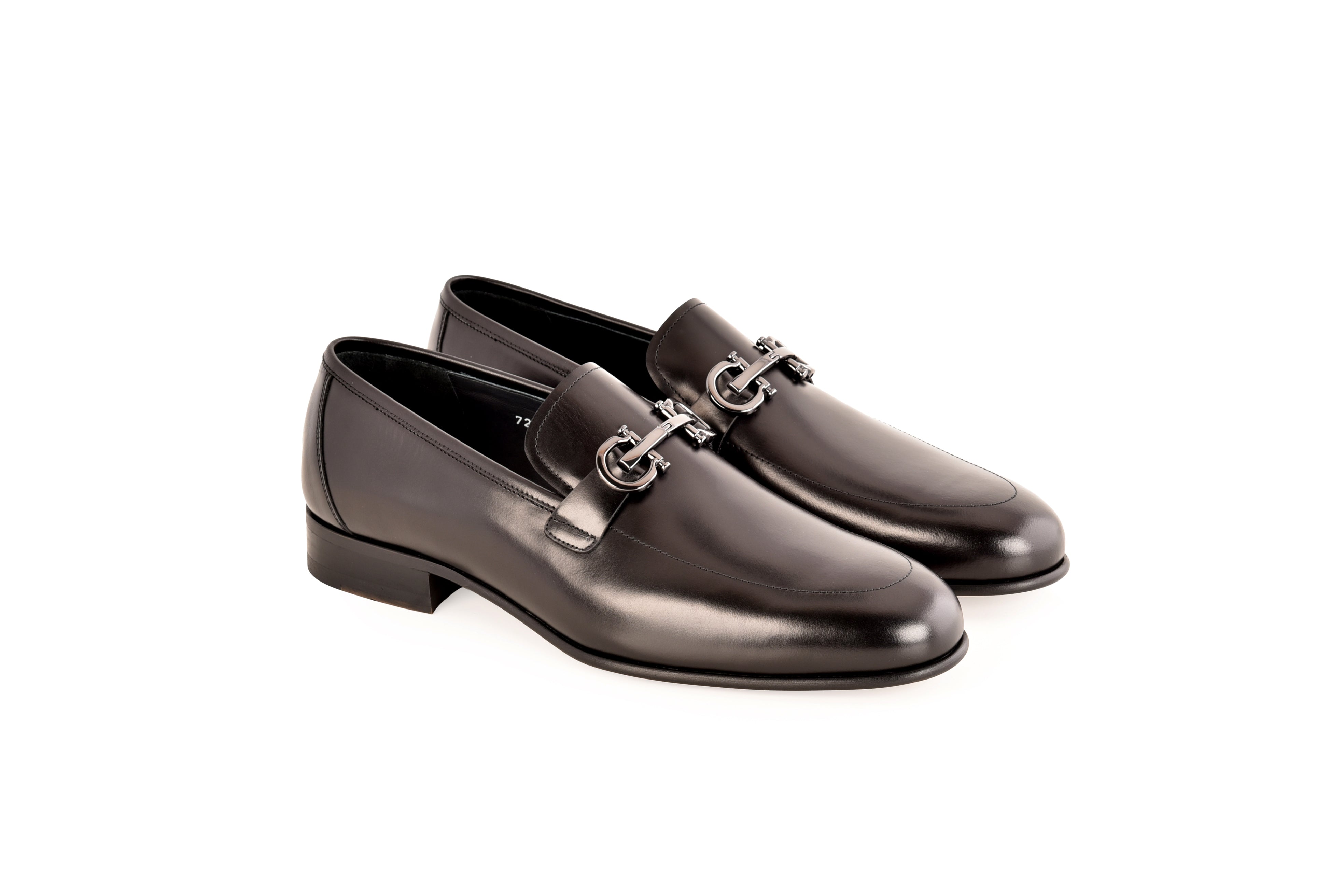 C0121-7260 loafer with silver buckle-Black