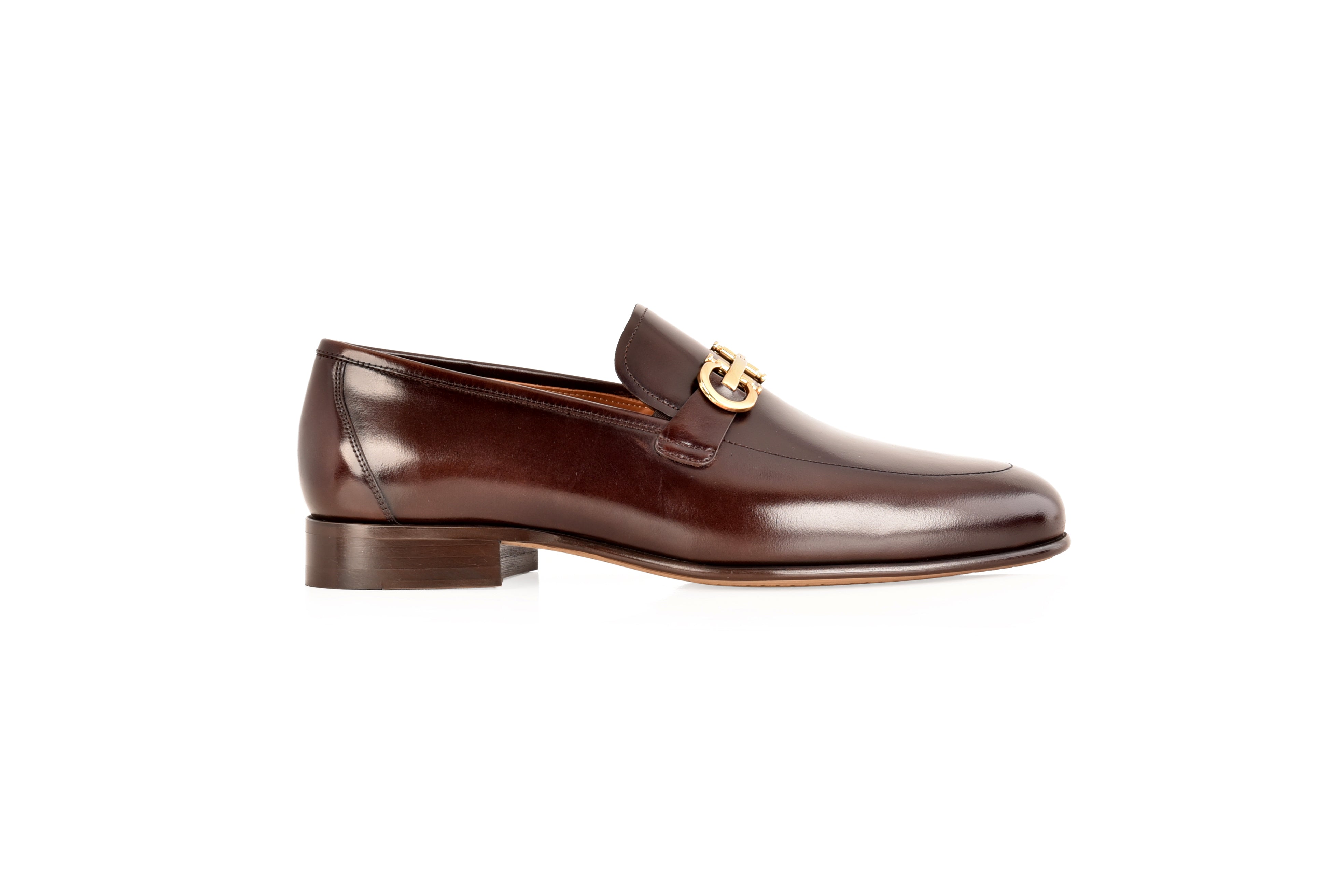 C0122-7260 loafer with silver buckle-Chocolate Brown