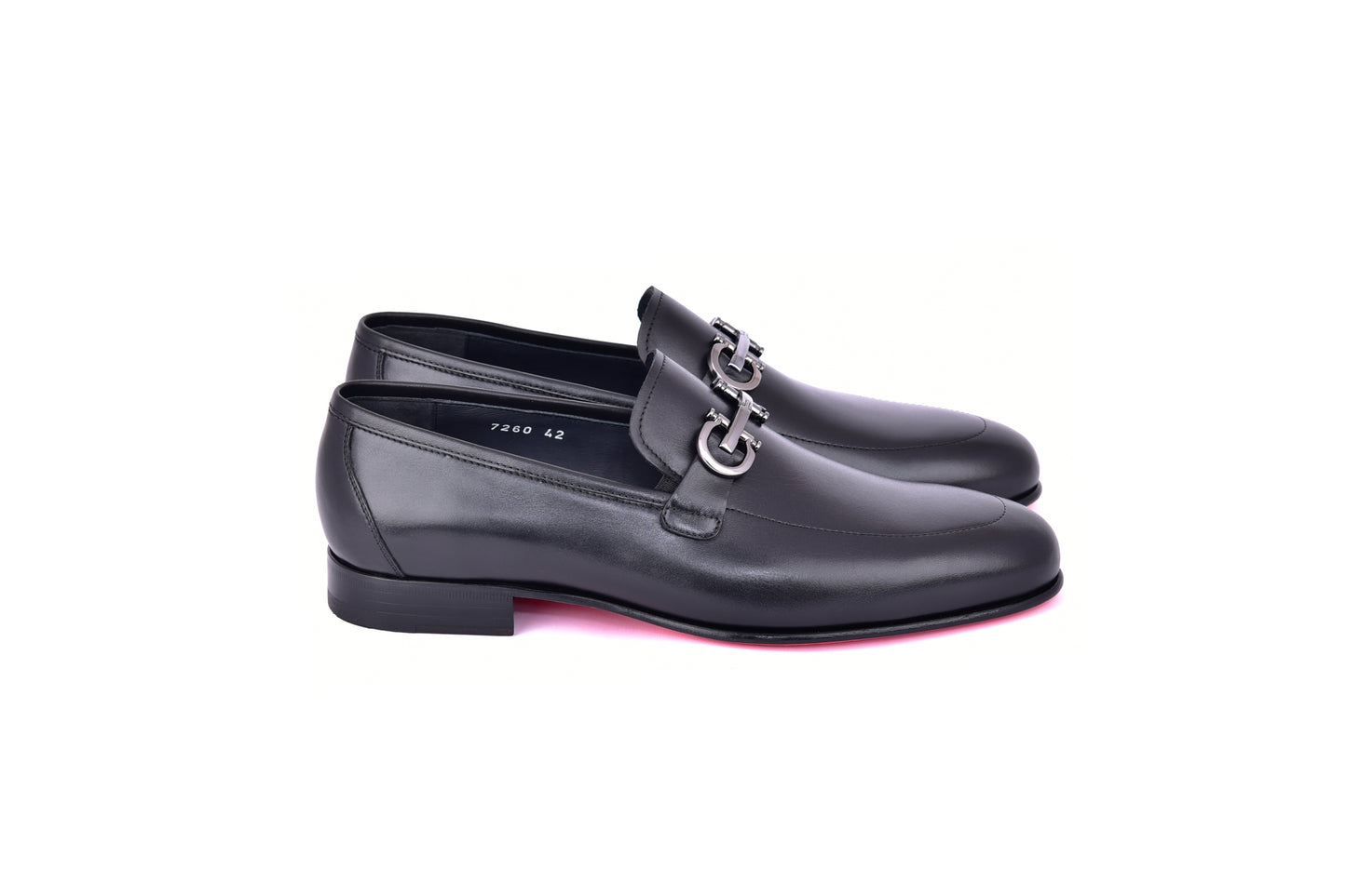 C0001201- 7260  loafer with silver buckle - Black