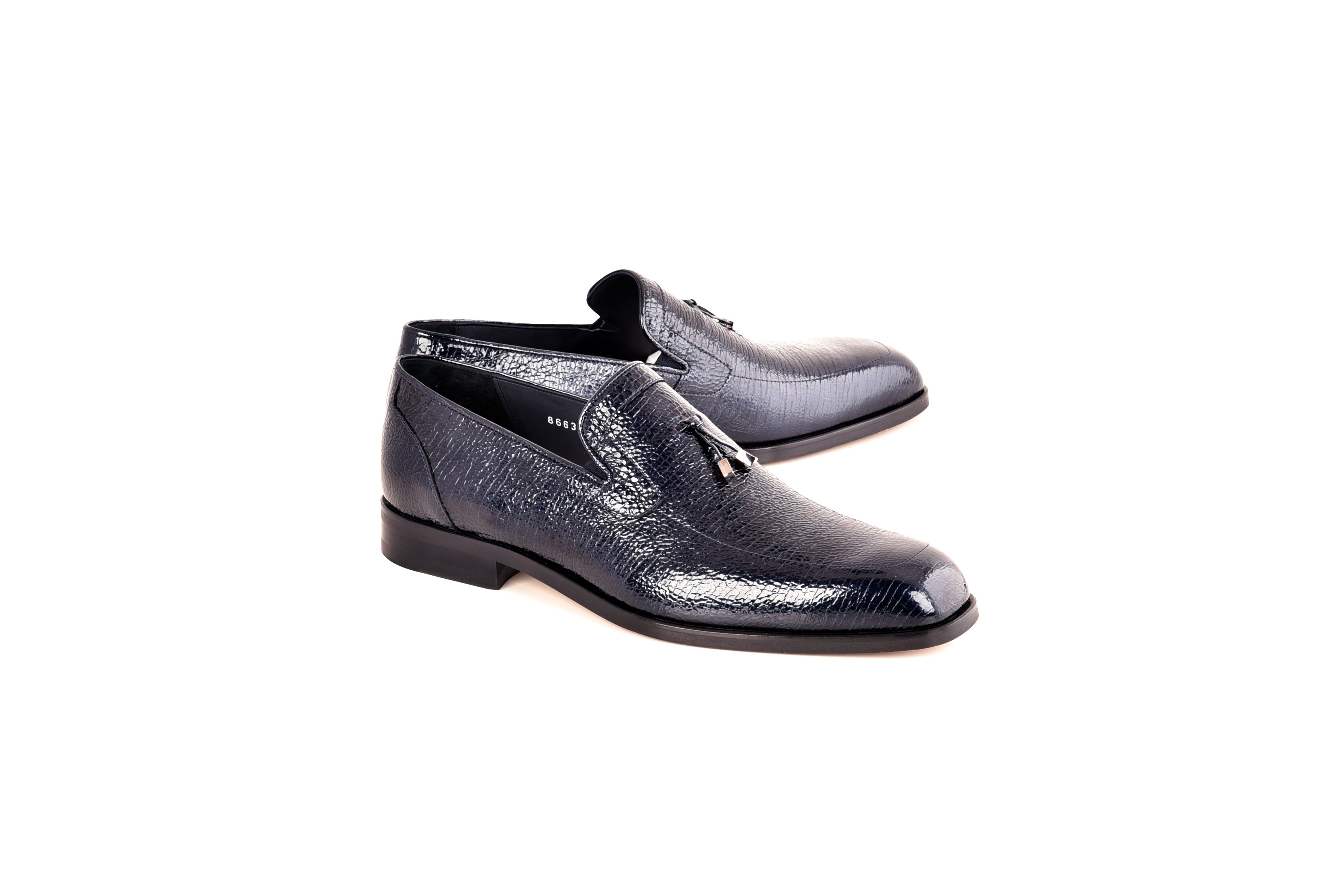 C0107- 8663 Vita Leather Tassel Loafer- Navy