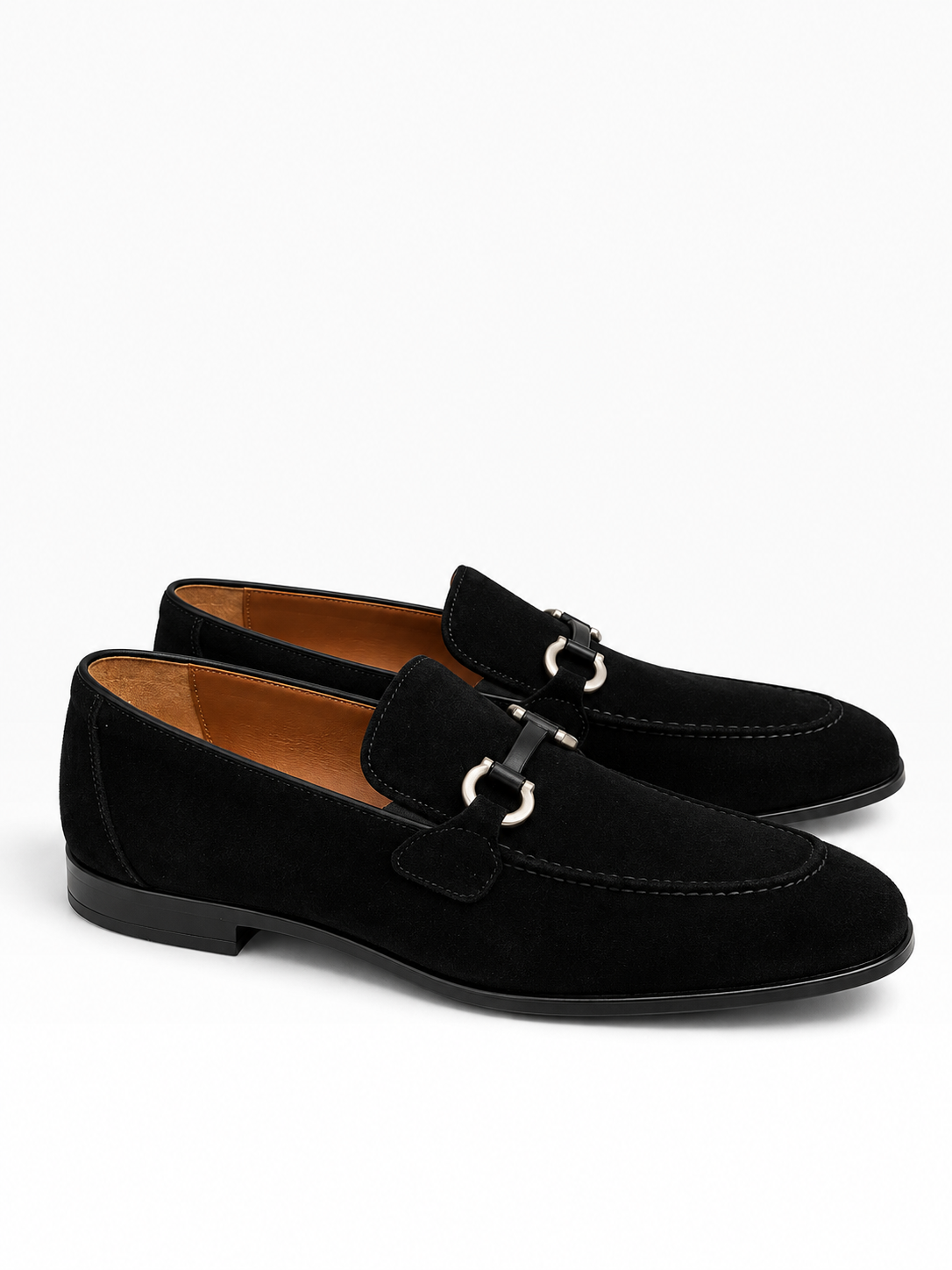 P0010 -Doral Buckle Loafer- Black Suede