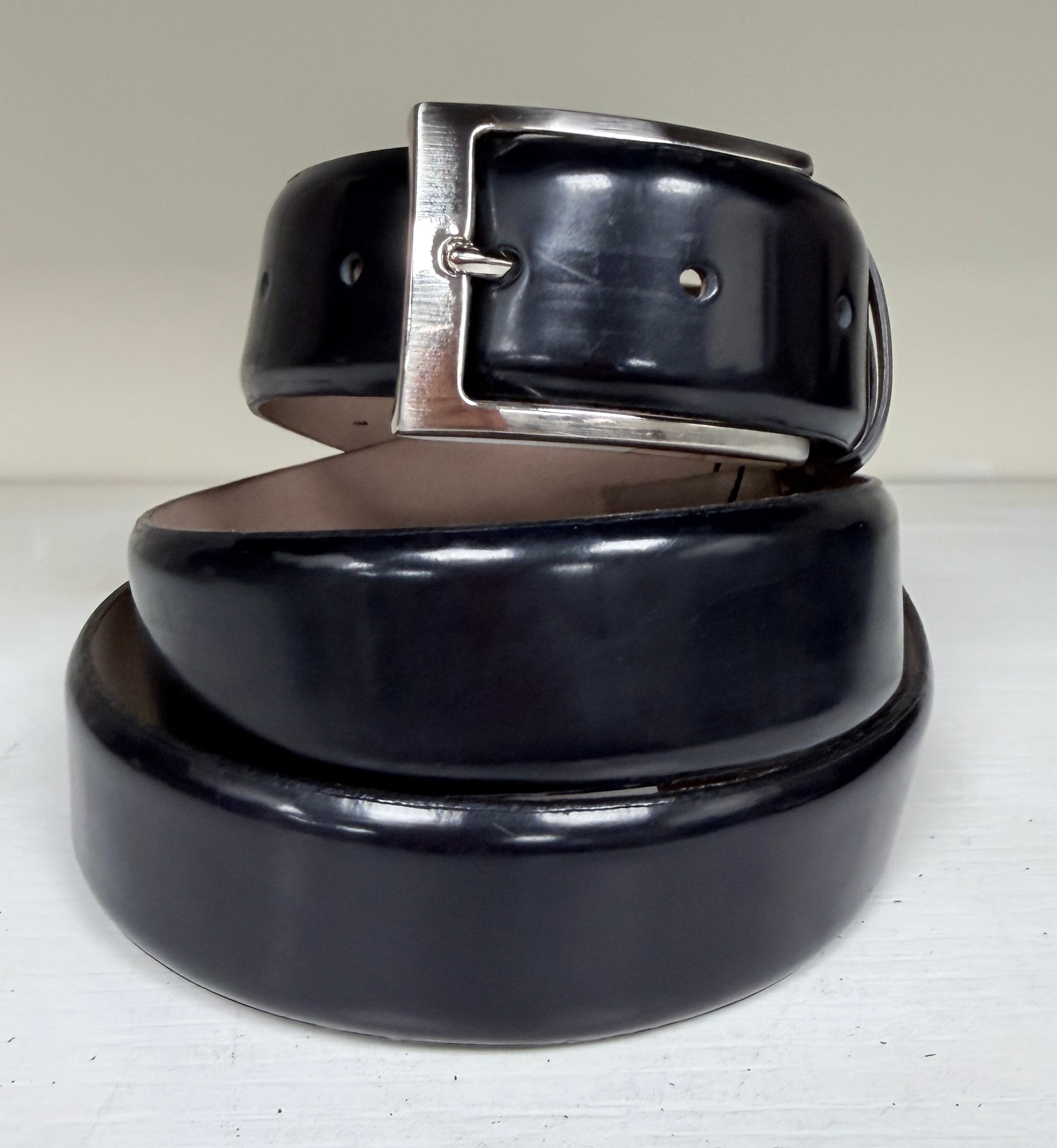 CBelt-Dress Shine Belt Silver - Black