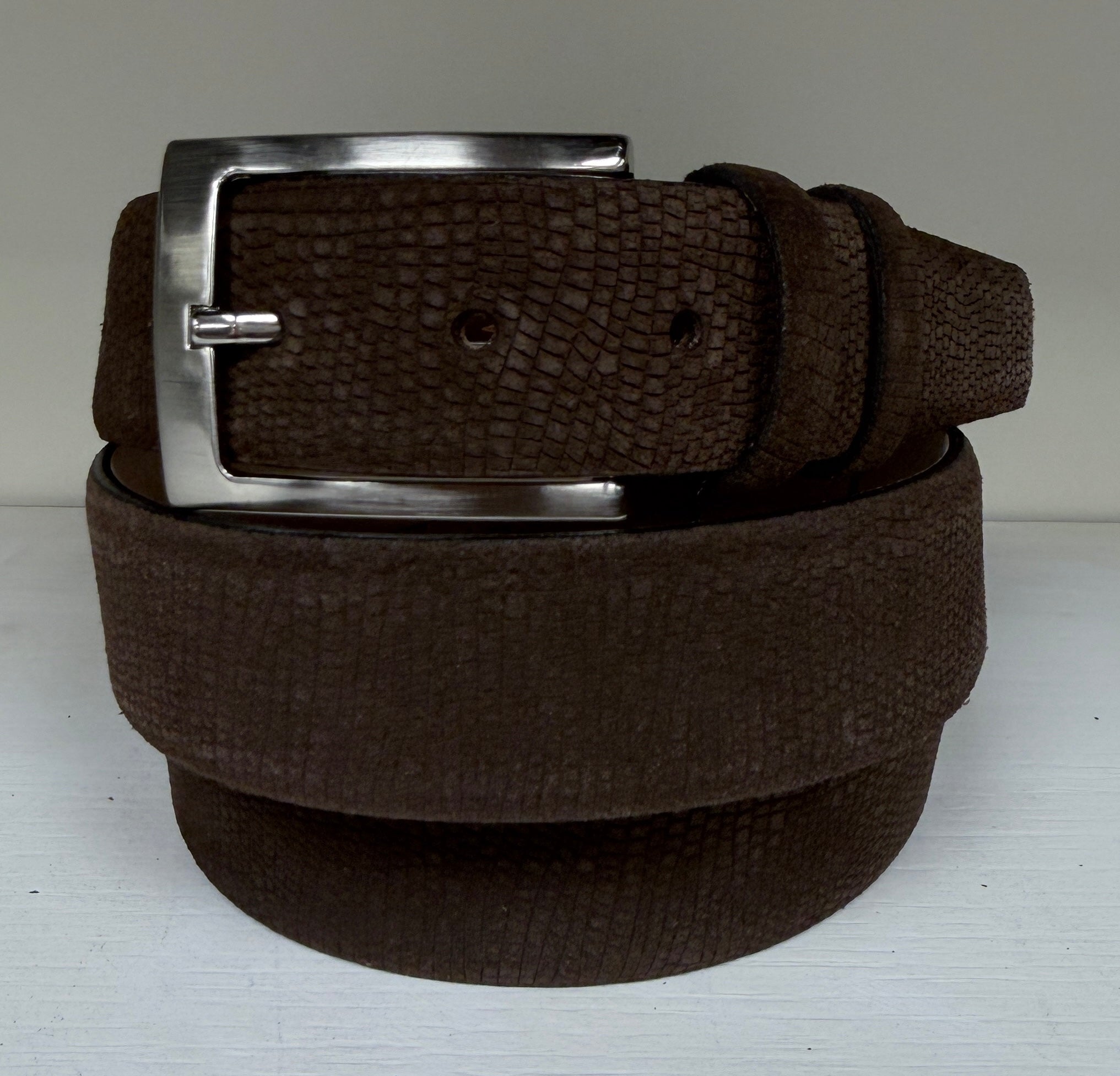 CBelt-Suede Lizard Belt - Brown