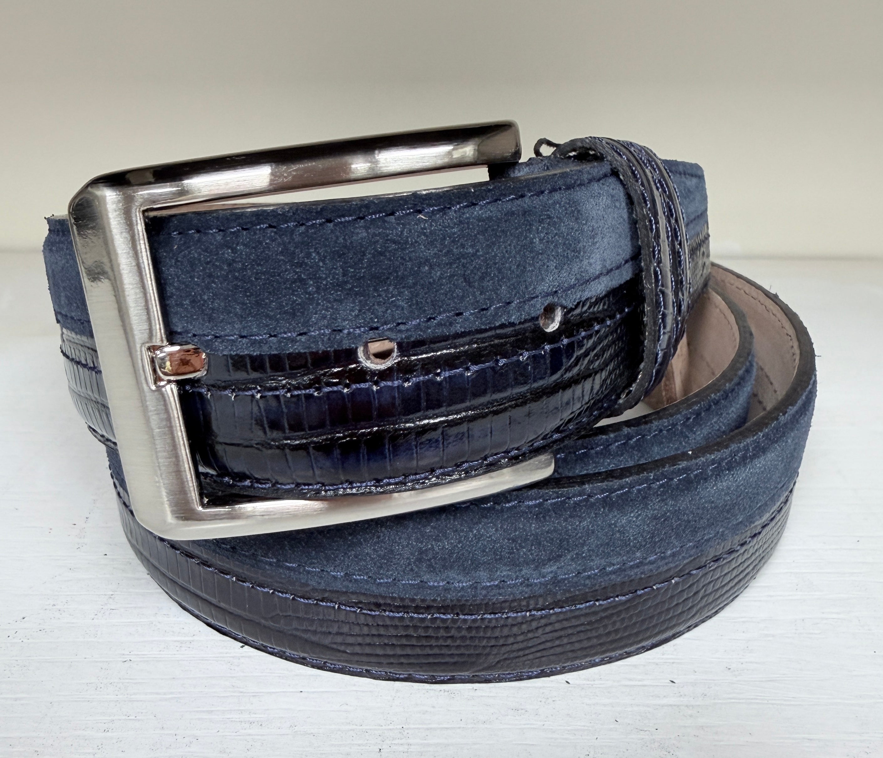 CBelt-Lizard + Suede - Navy Blue