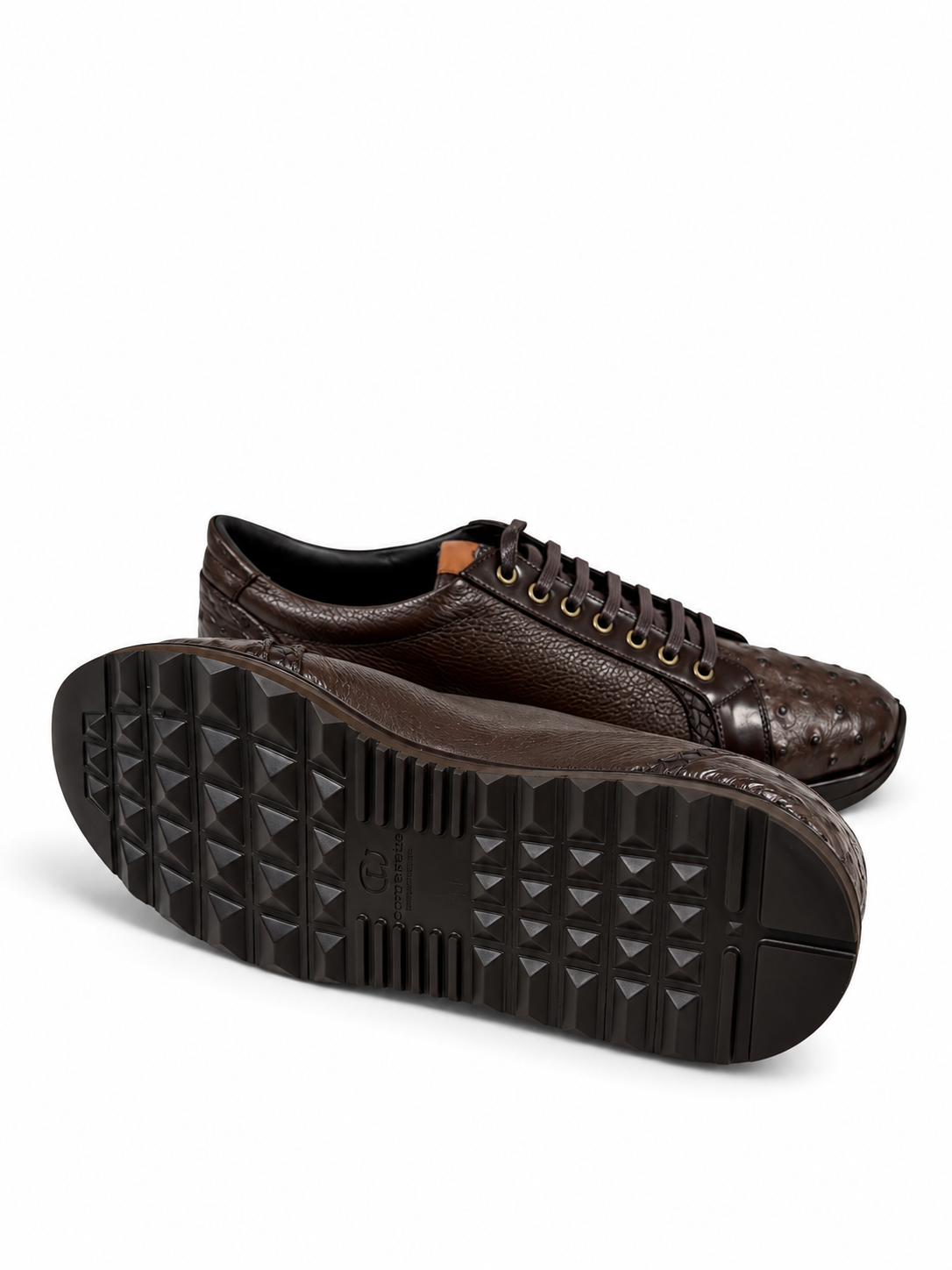 C0013043-5581  Genuine Ostrich Fashion Sneaker- Brown