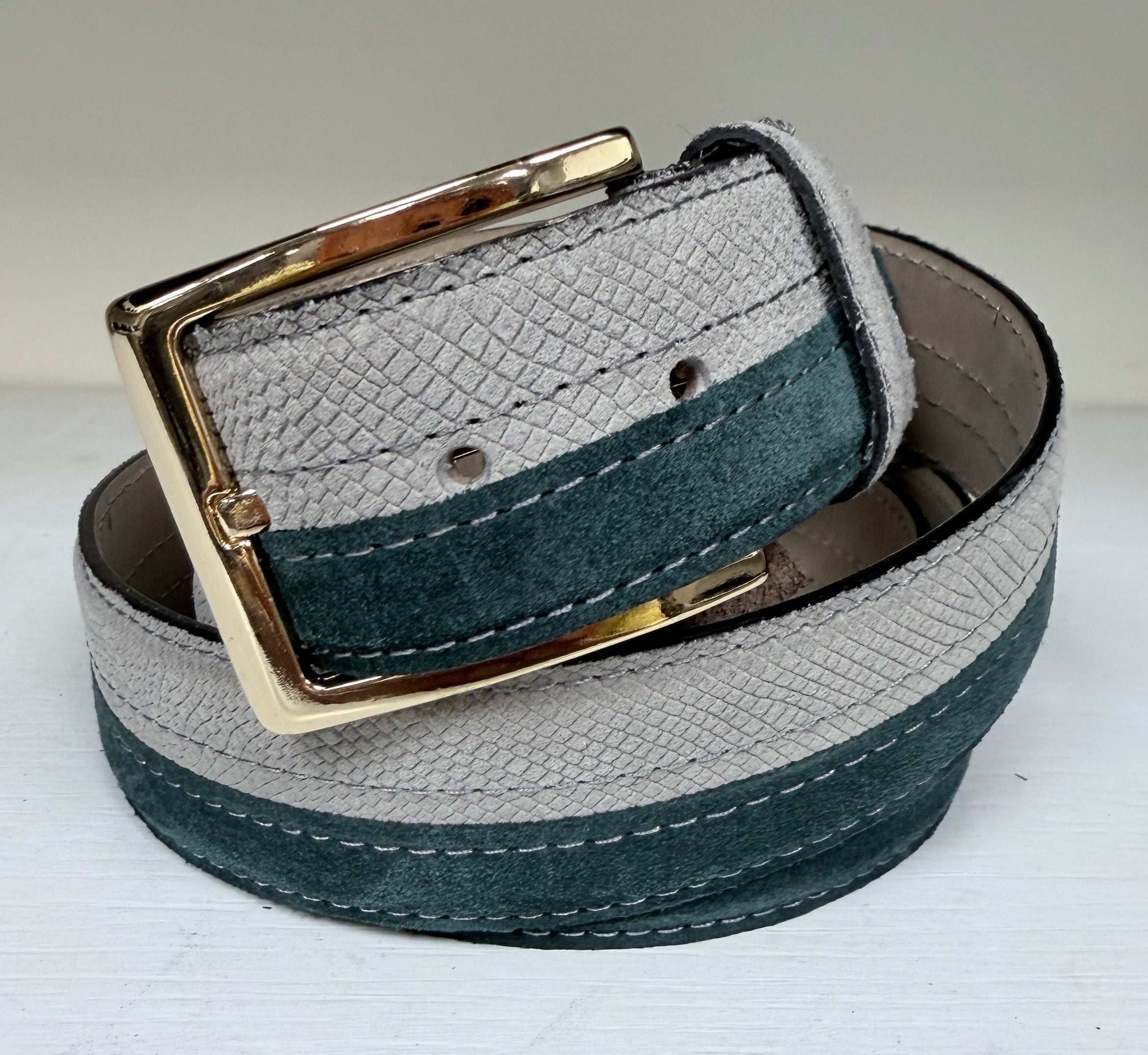 CBelt-Spectator Suede - Green + Natural