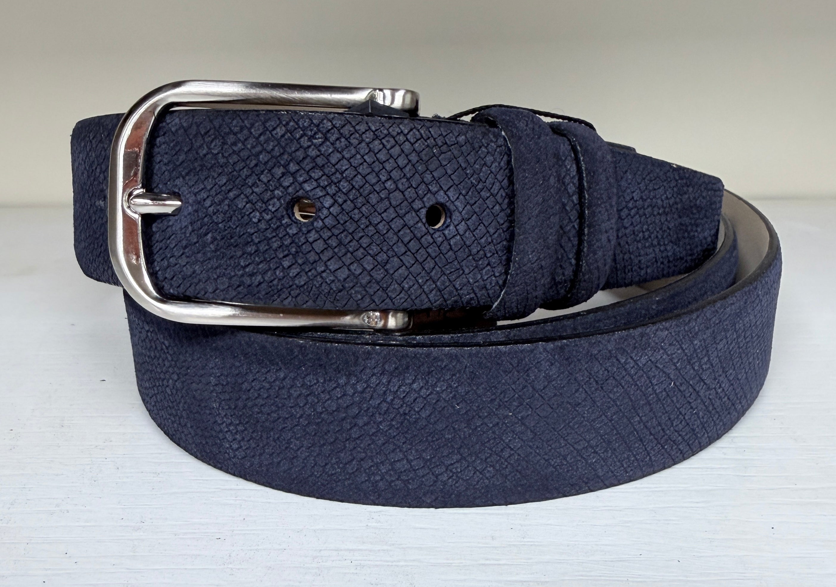 CBelt-Suede Lizard Belt - Navy
